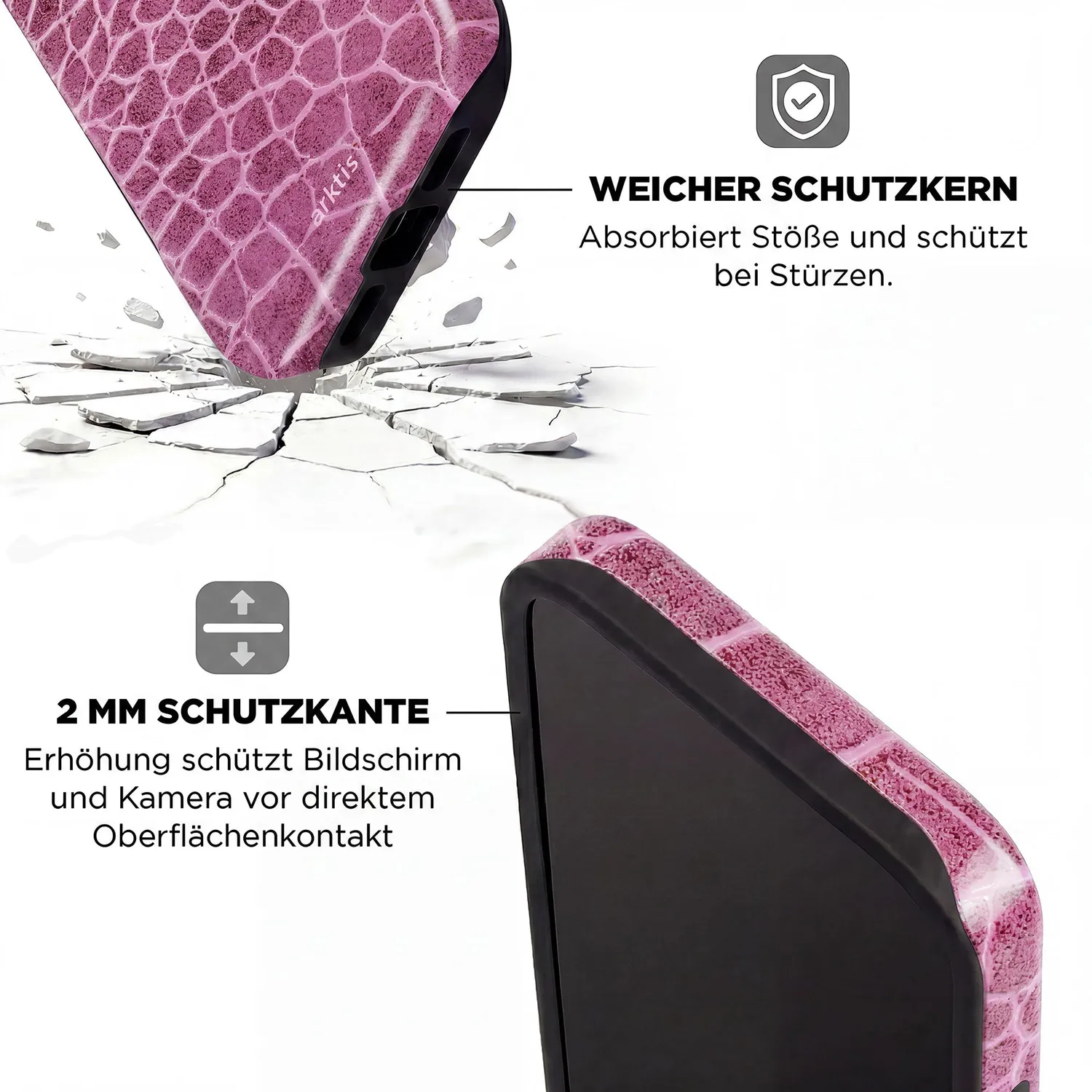 arktis iPhone 16 Hülle Pink Lizard MagSafe Handyhülle