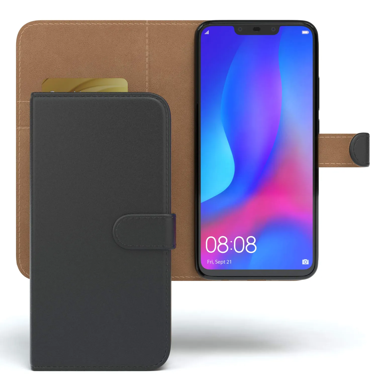 EAZY CASE Huawei P Smart Plus Klapphülle schwarz Book Kartenfach