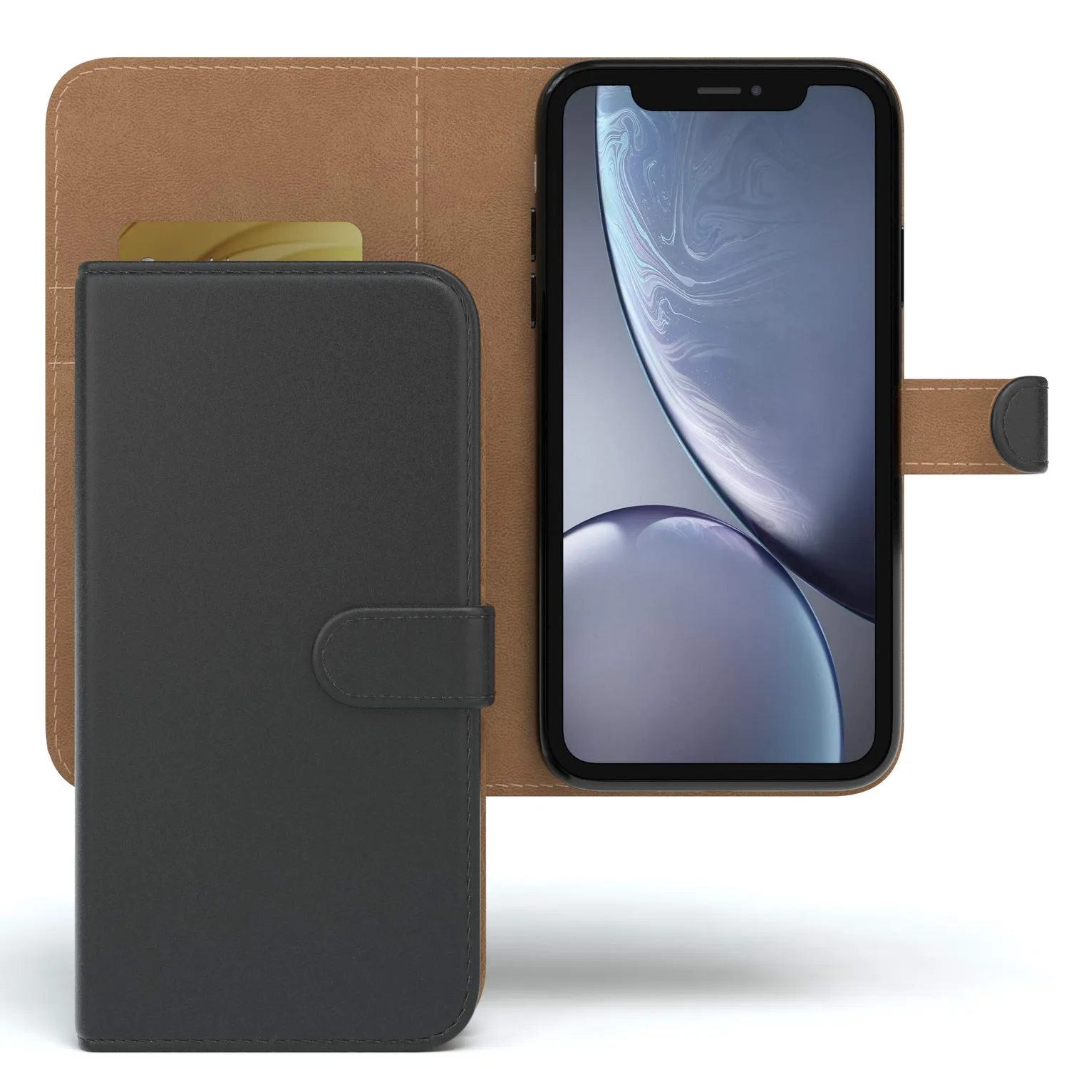EAZY CASE iPhone XR Klapphülle Book Schwarz Kartenfach