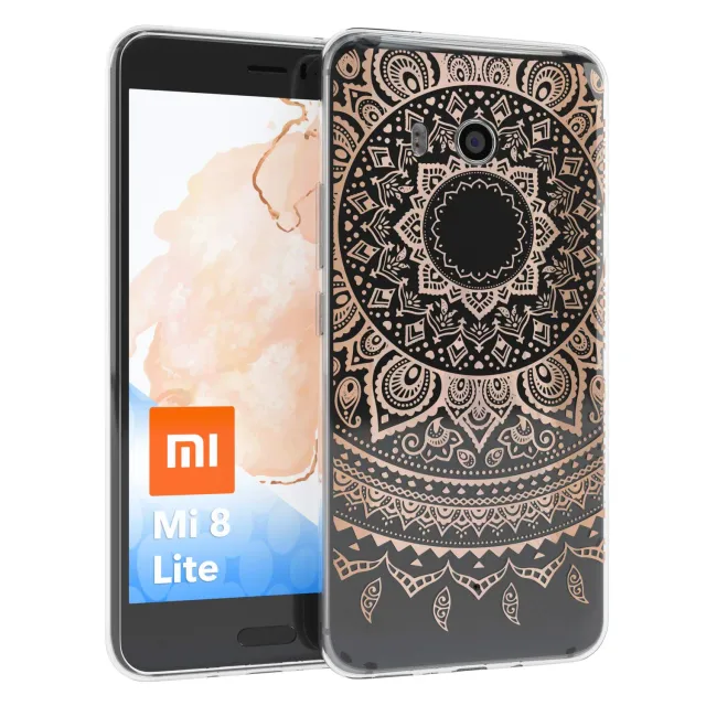 EAZY CASE Xiaomi Mi 8 Lite Silikonhülle Mandala Rosé-Gold