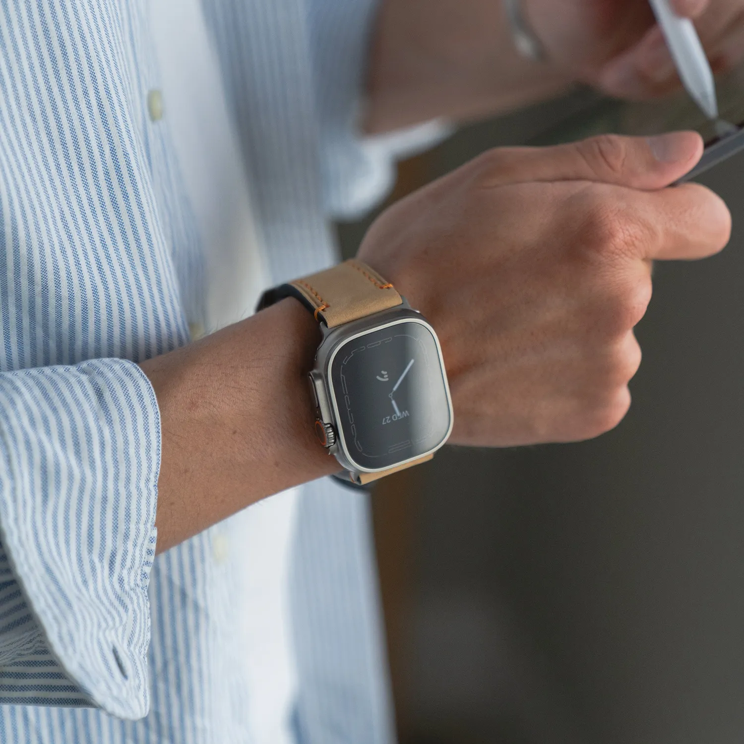 arktis Palermo Grande Apple Watch Ultra Armband Wüstenbraun Leder
