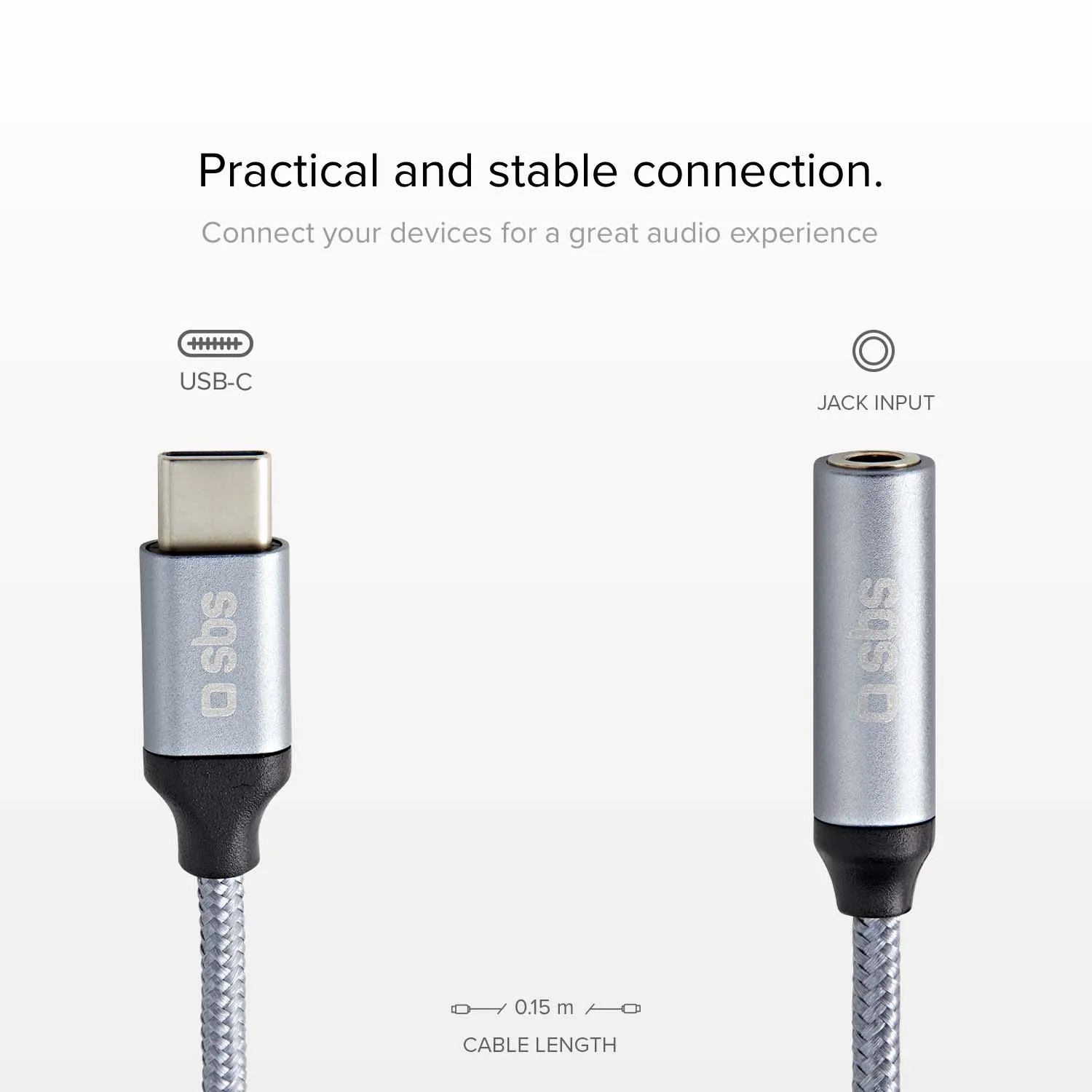 SBS USB-C auf Klinke Adapter 3,5mm 15cm schwarz