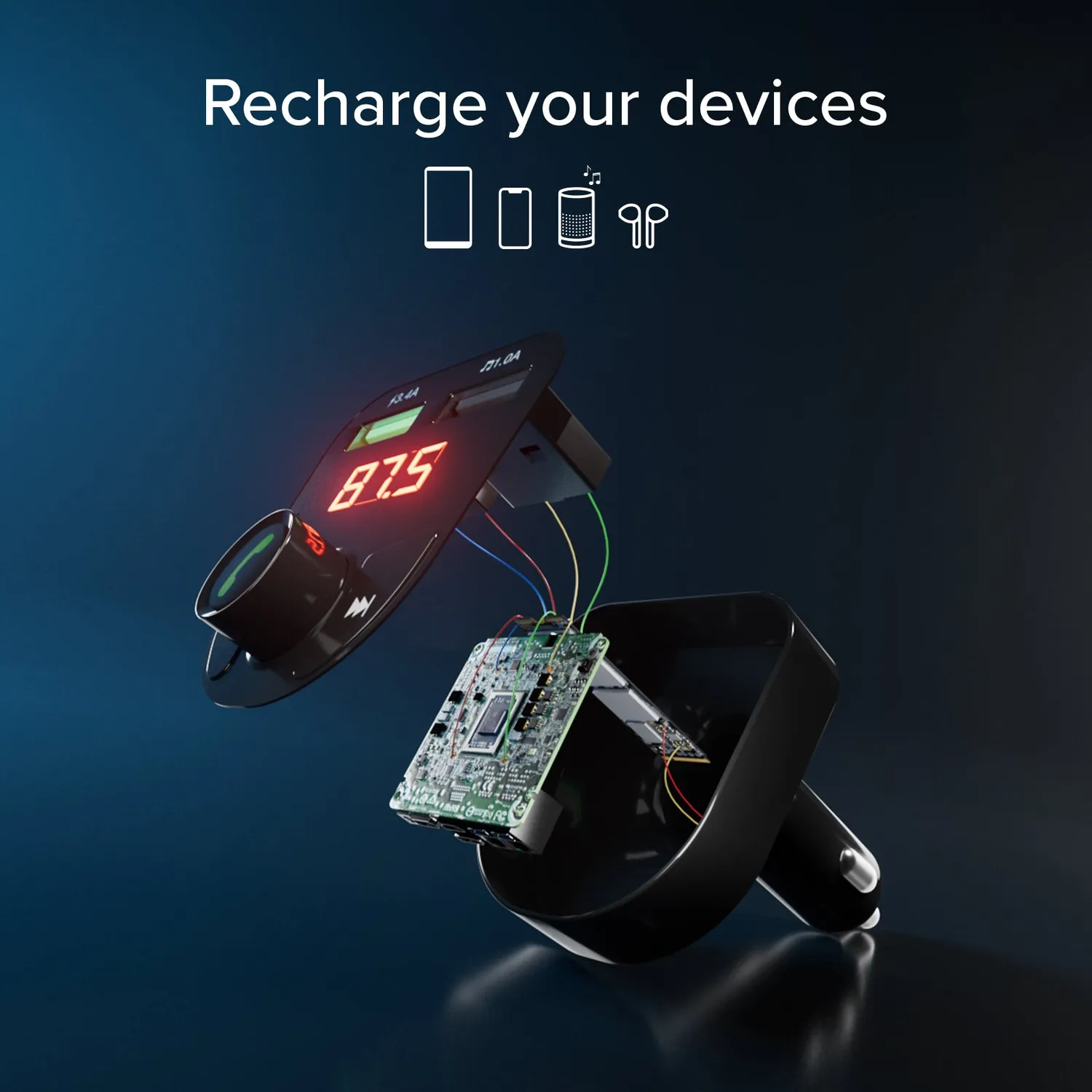 SBS 15W Autoladegerät mit FM-Transmitter Bluetooth USB