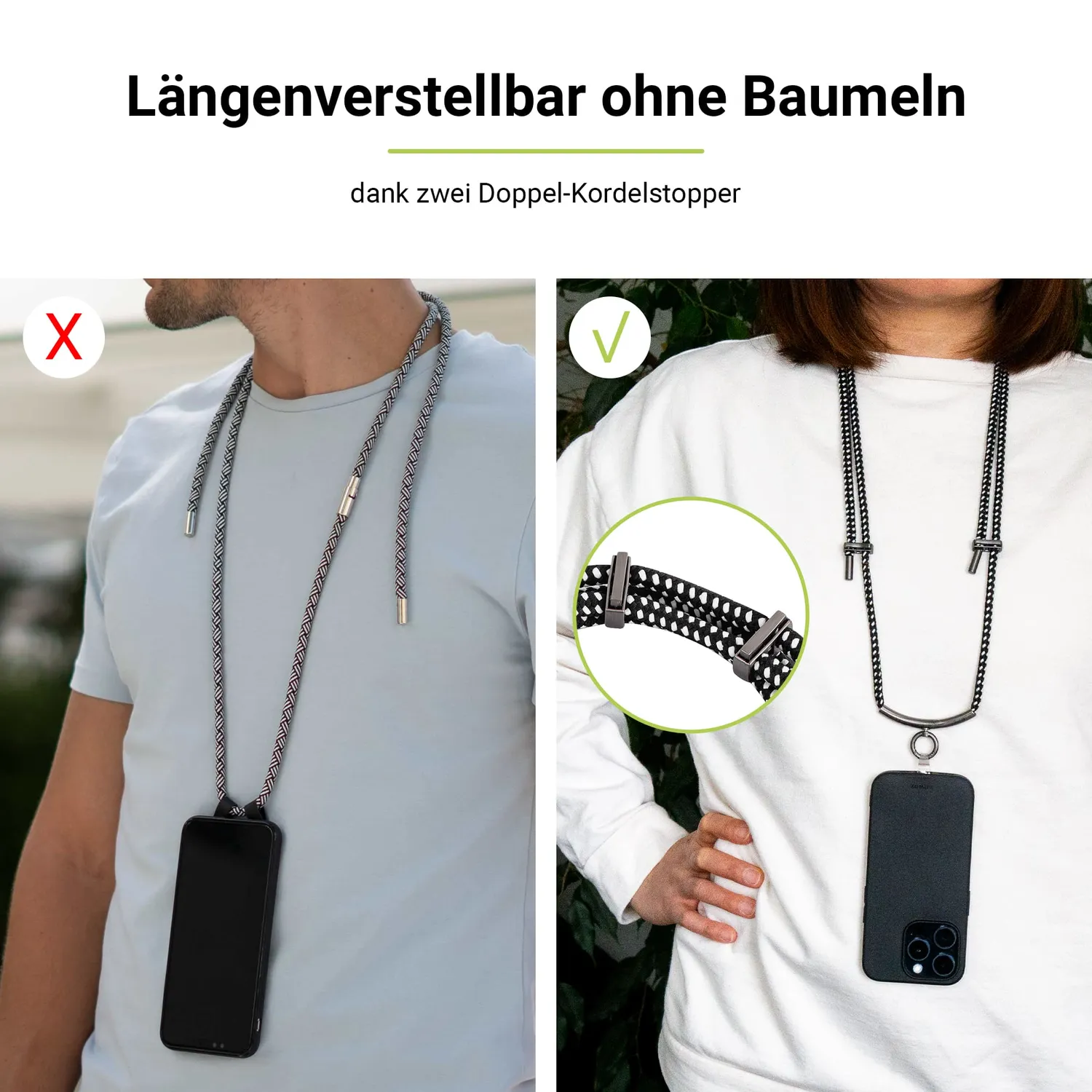 Artwizz HangOn Band Pro Handykette Band schwarz-weiß 130cm