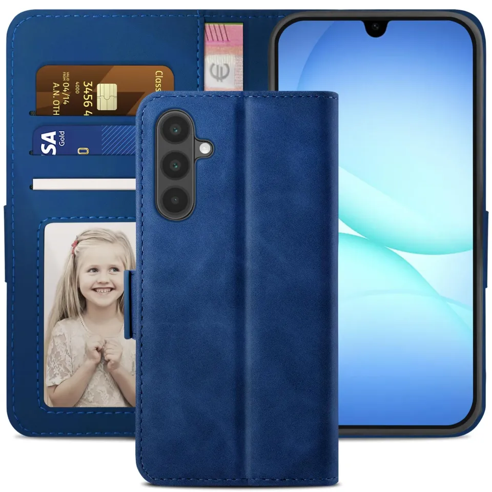 YATWIN Samsung Galaxy A17 5G Klapphülle Blau Leder Kartenfach