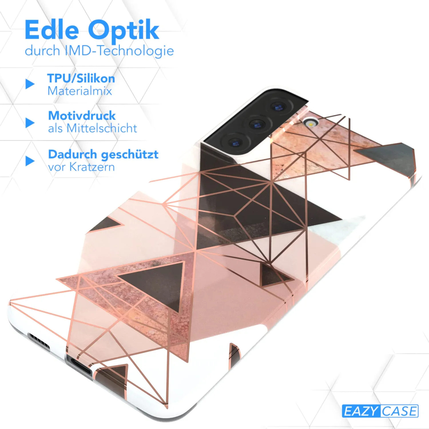 EAZY CASE Galaxy S22 Plus Silikonhülle Geometrie Rosa Braun