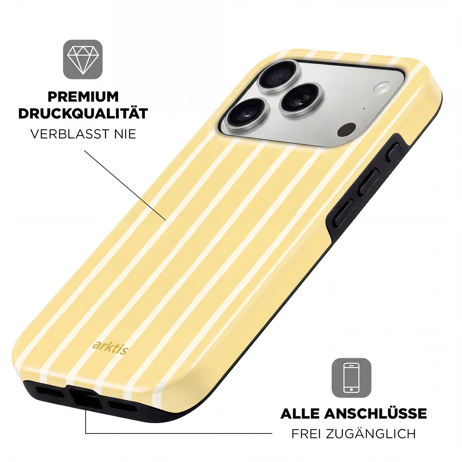 arktis Sunny Stripes iPhone 16e Hülle MagSafe Print
