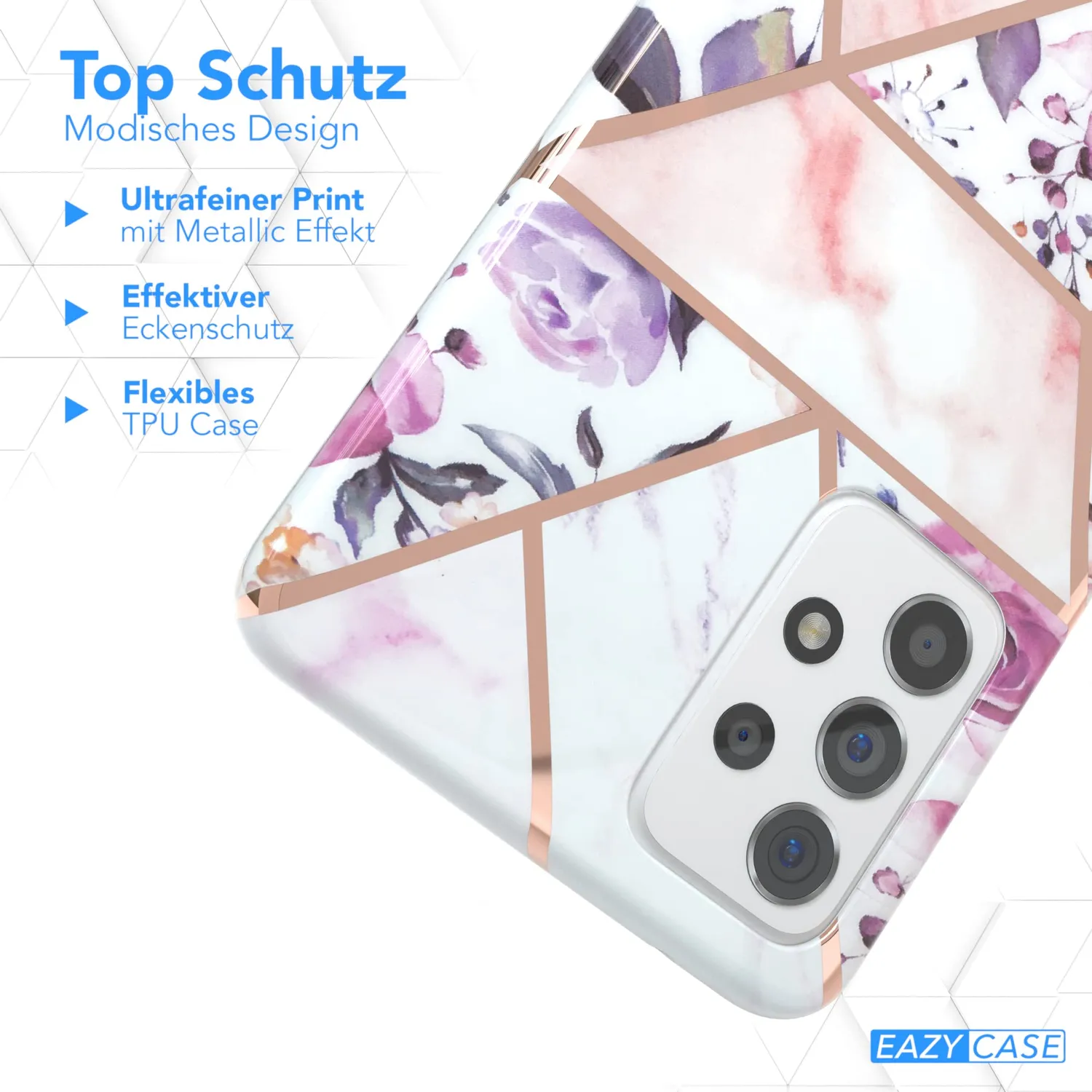EAZY CASE Galaxy A52 Silikon Handyhülle Blume-Rosé Rosen