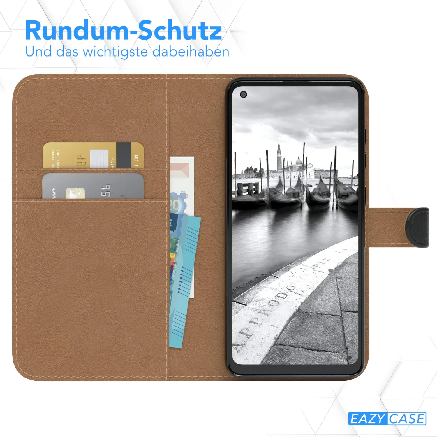 EAZY CASE Galaxy A21s Klapphülle Schwarz Bookstyle mit Kartenfach