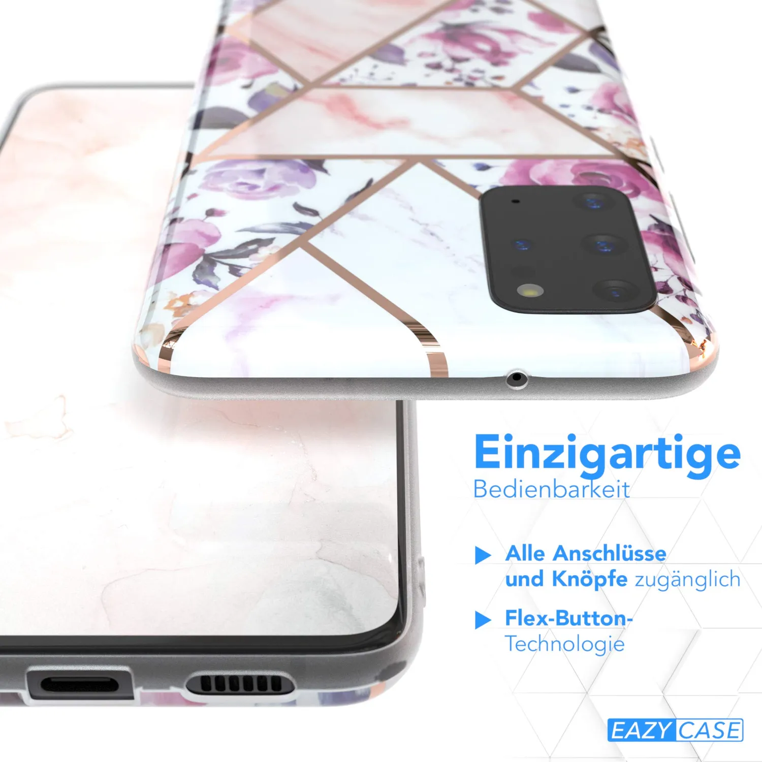 EAZY CASE Galaxy S20 Plus Handyhülle Blumen Rosé-Gold ultradünn