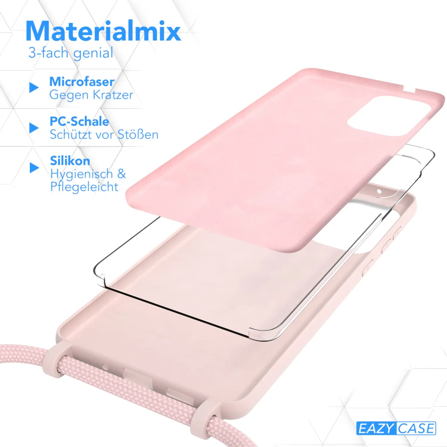 EAZY CASE Galaxy A73 Handykette Alt Rosa mit Band Silikon