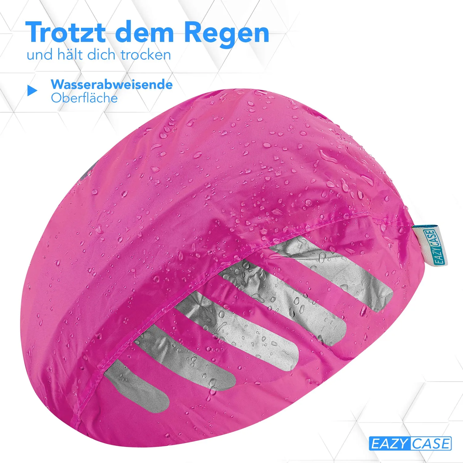 EAZY CASE Helmüberzug Fahrradhelm Regenschutz Pink Reflektor