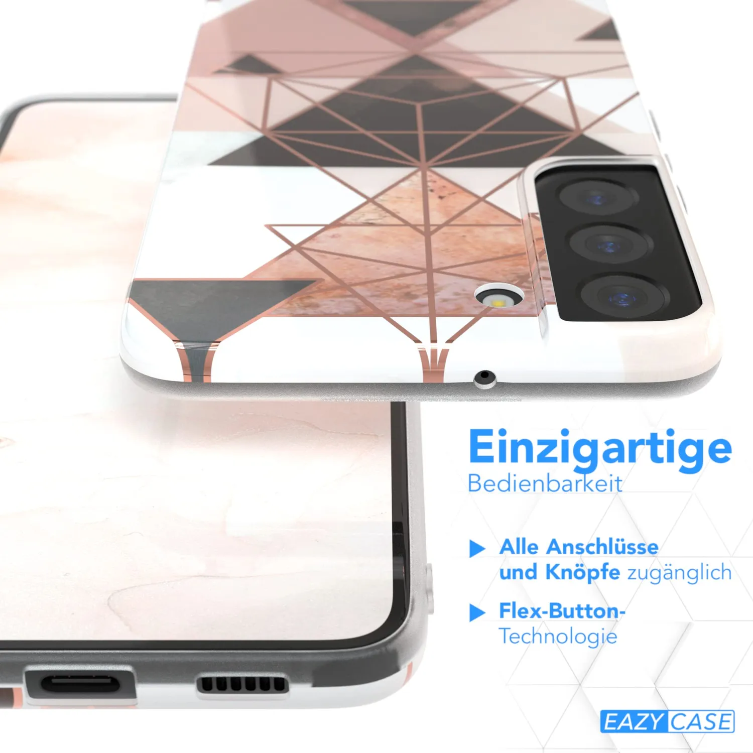 EAZY CASE Galaxy S22 Plus Silikonhülle Geometrie Rosa Braun
