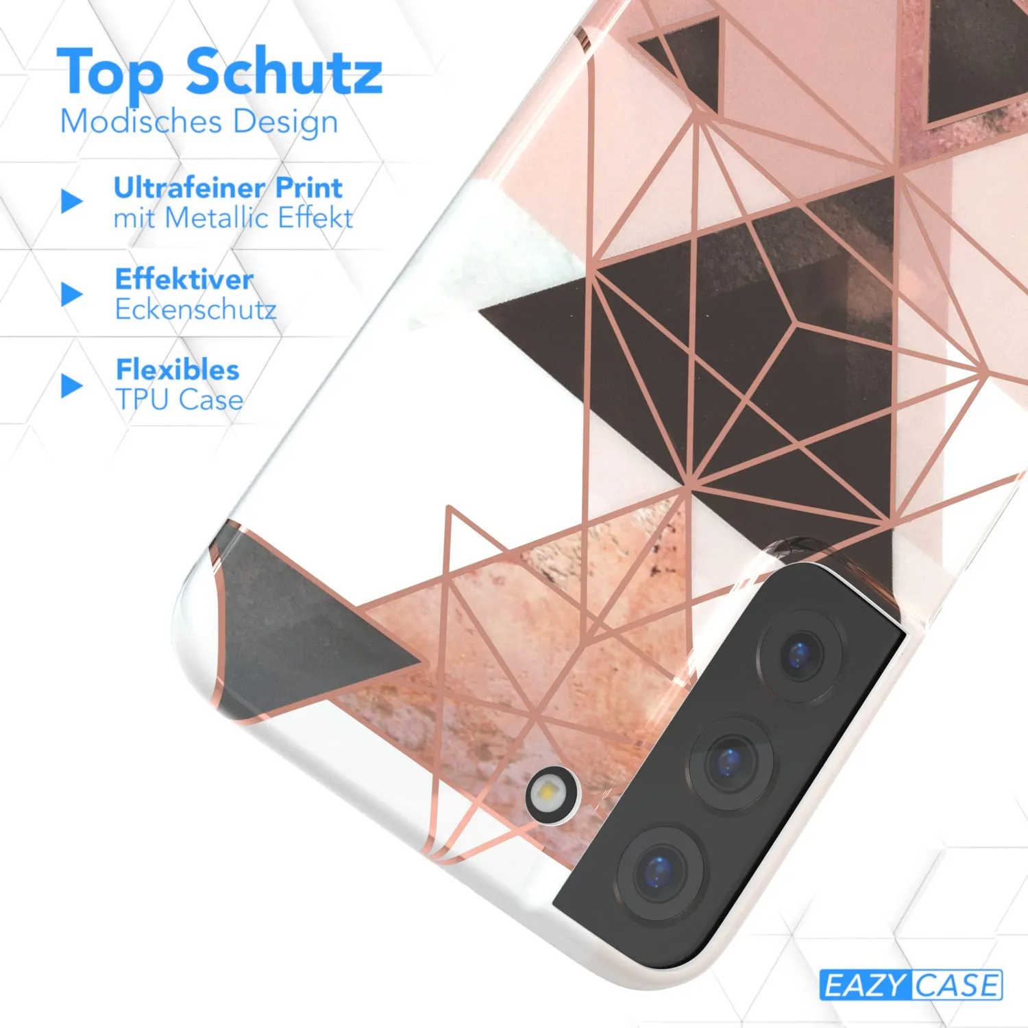 EAZY CASE Geometrie Galaxy S22 5G Silikonhülle Rosa Braun