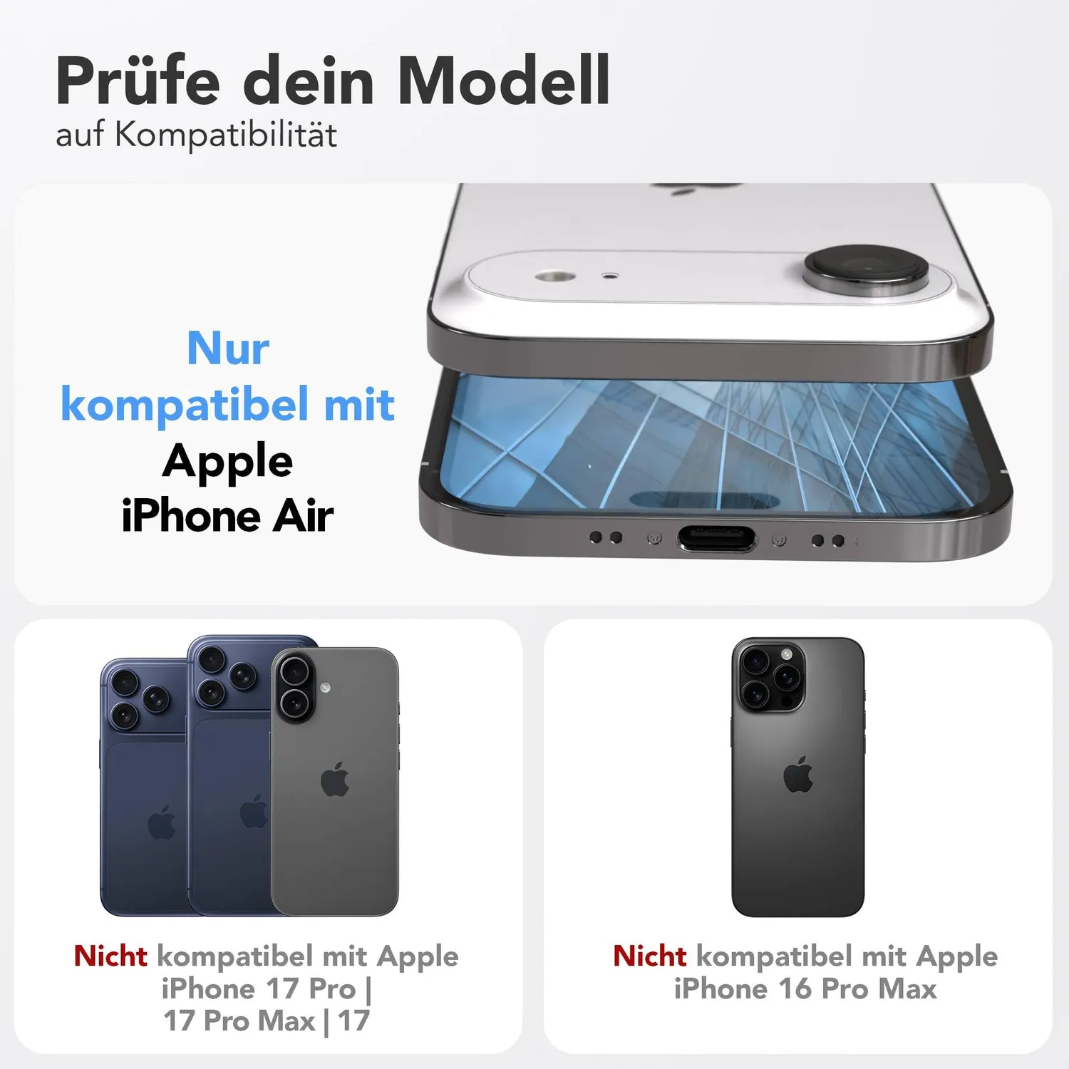 EAZY CASE iPhone Air Display-Schutzglas 2x 9H klar