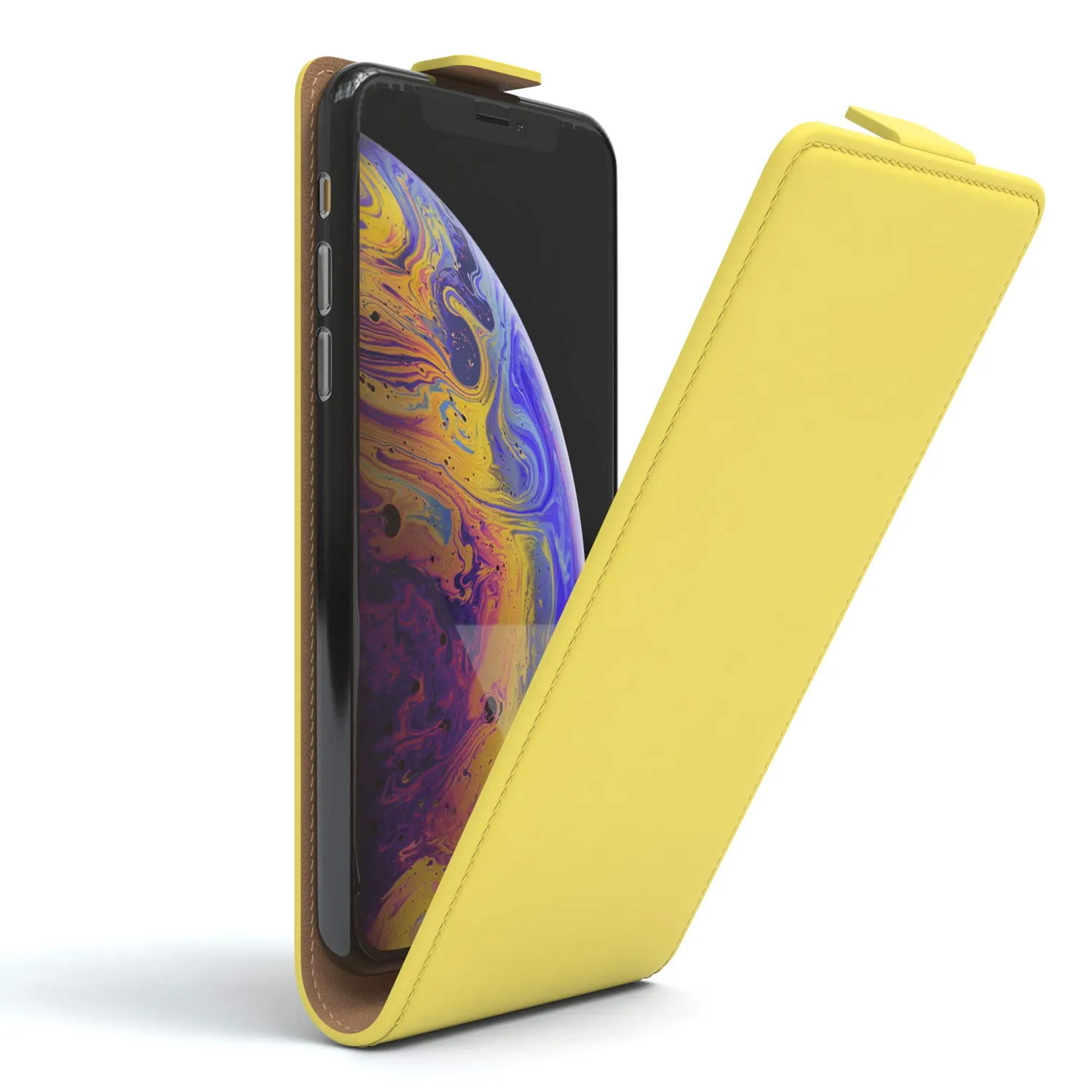 EAZY CASE iPhone X XS Flipcover Braun Kunstleder