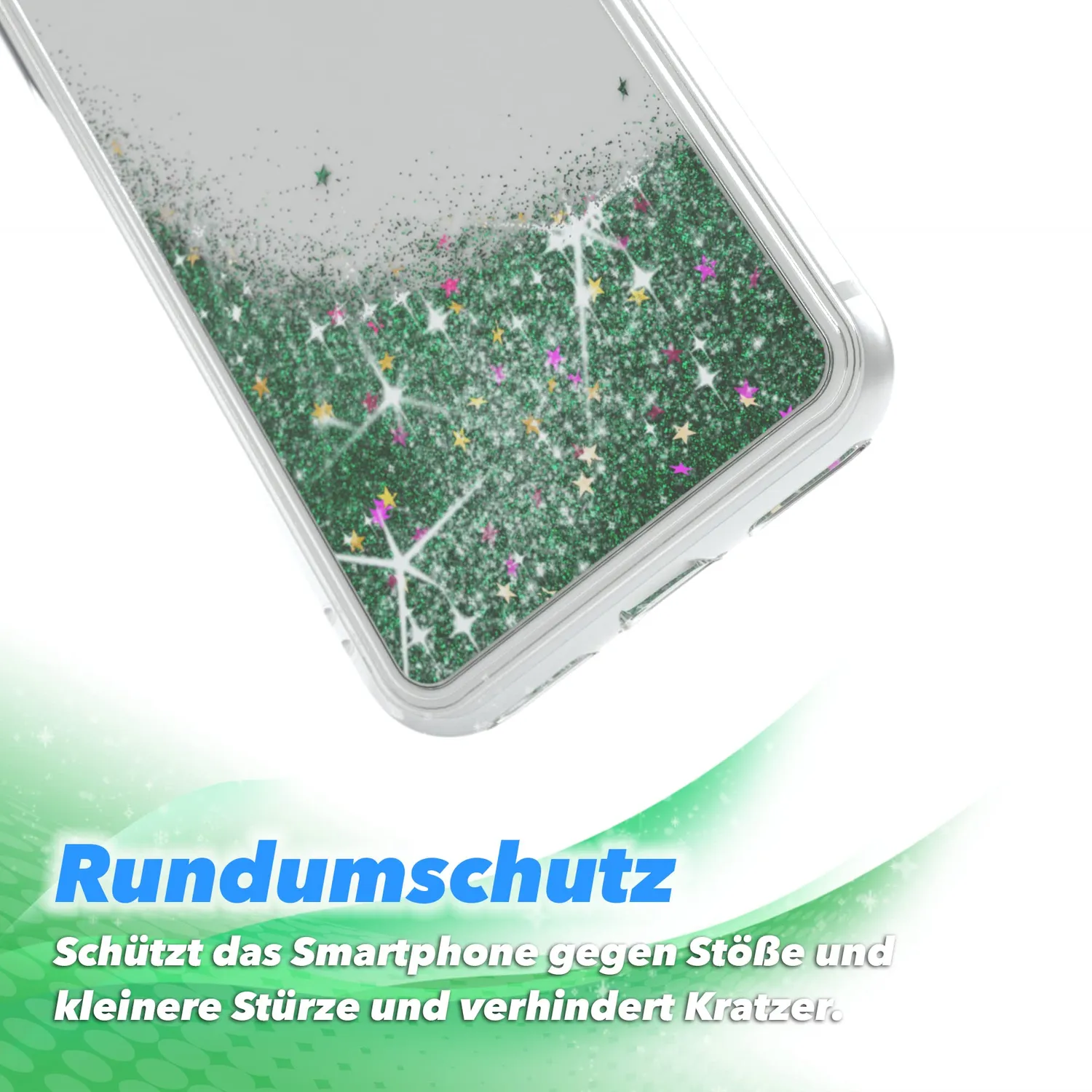 EAZY CASE iPhone SE 2022 / 8 / 7 Glitzerhülle Grün Liquid