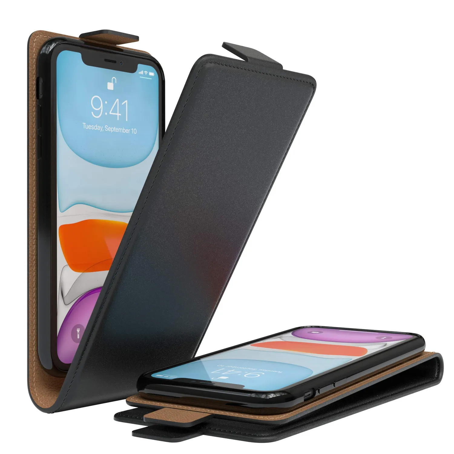 EAZY CASE iPhone 11 Klapphülle Kunstleder Schwarz