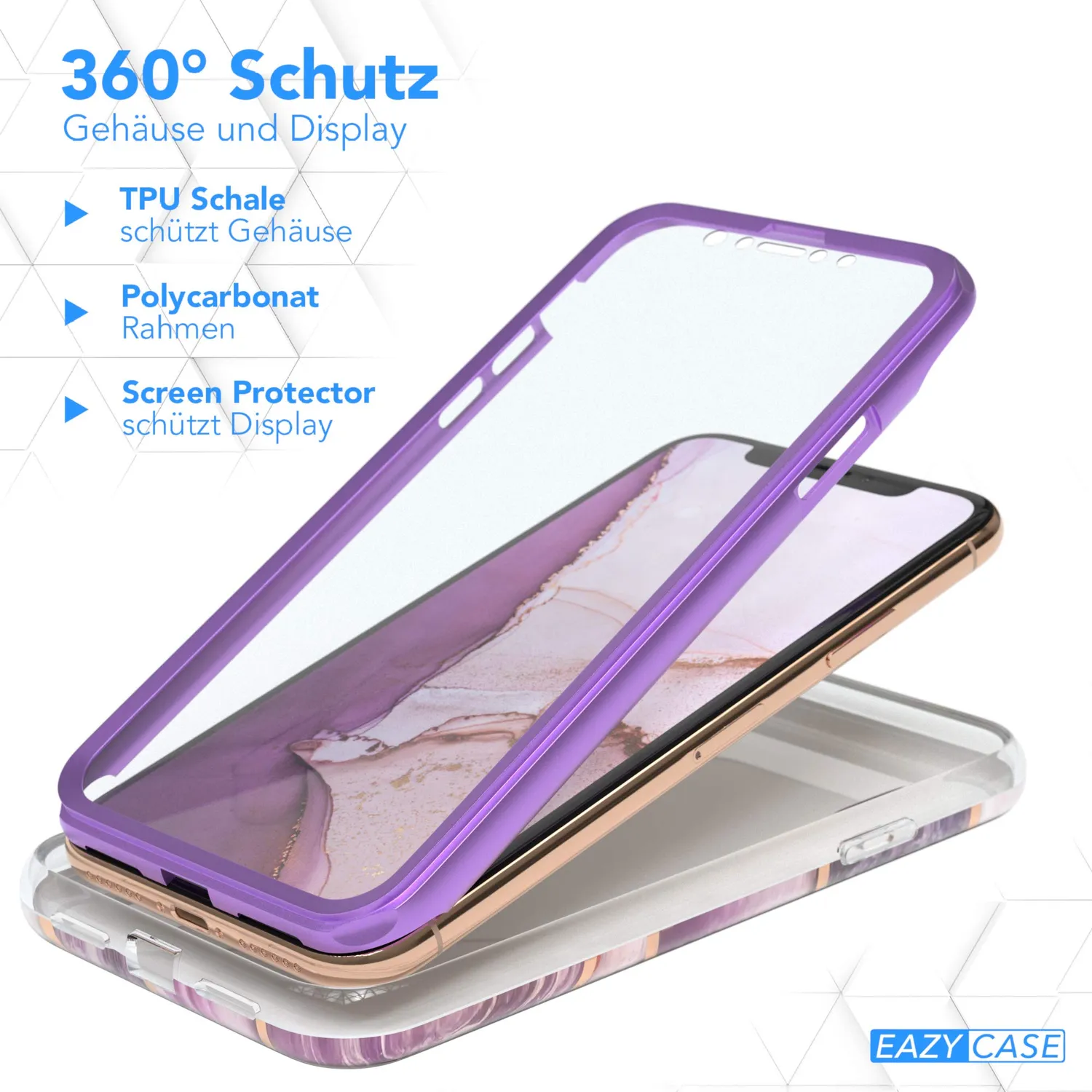EAZY CASE iPhone X/XS 360 Grad Full Cover Hülle Lila