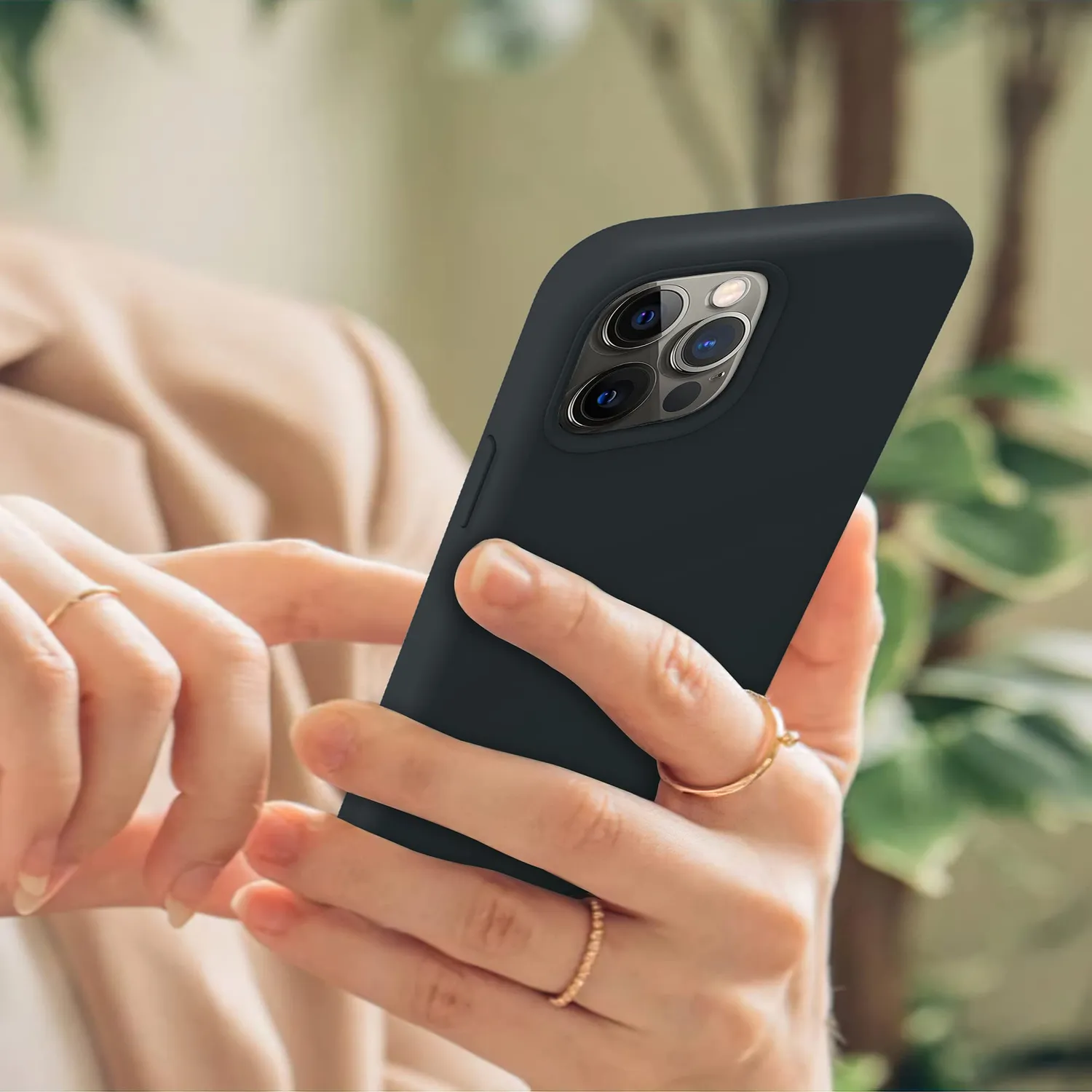 YATWIN Silikon Handyhülle iPhone 12 12 Pro Grau matt Ganzkörper
