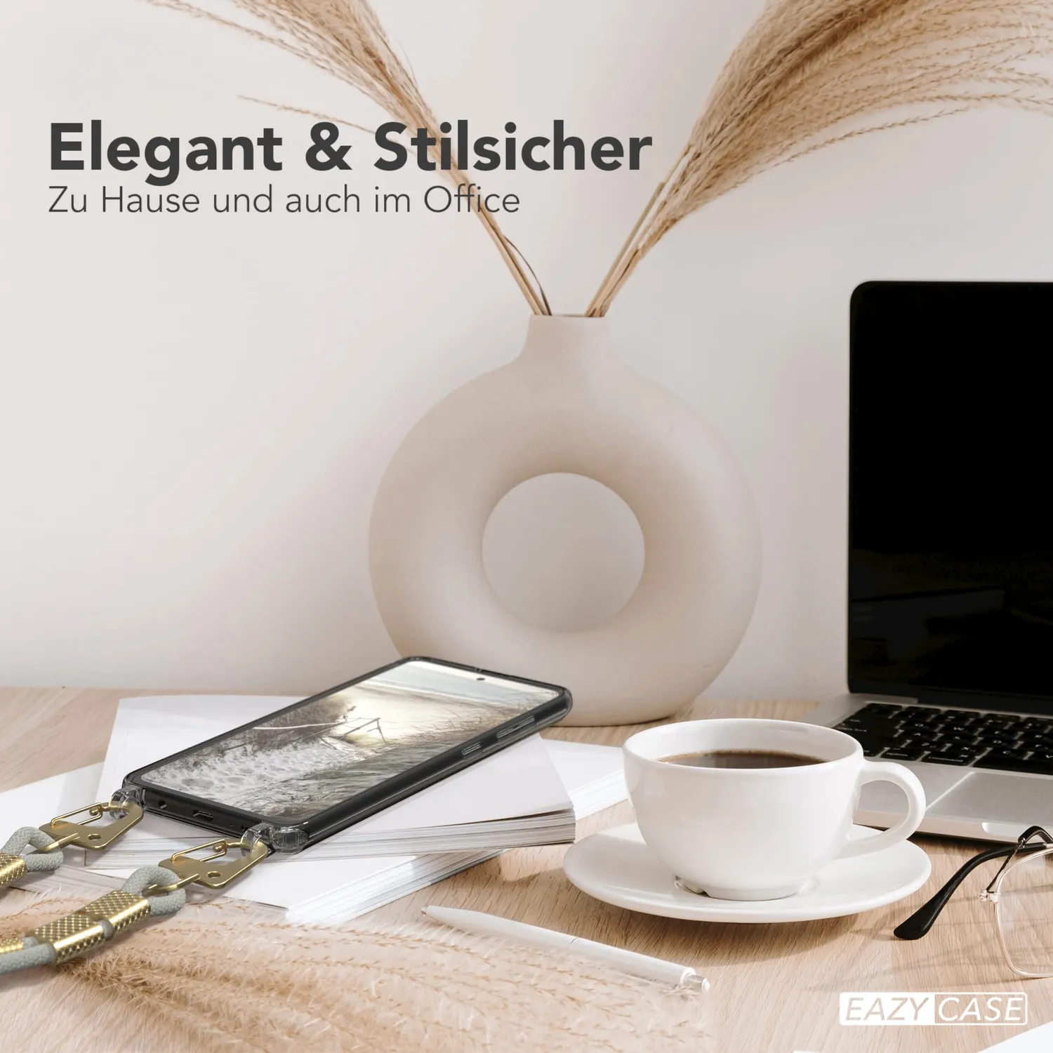 EAZY CASE Galaxy A51 Handykette Taupe Gold Clear transparent