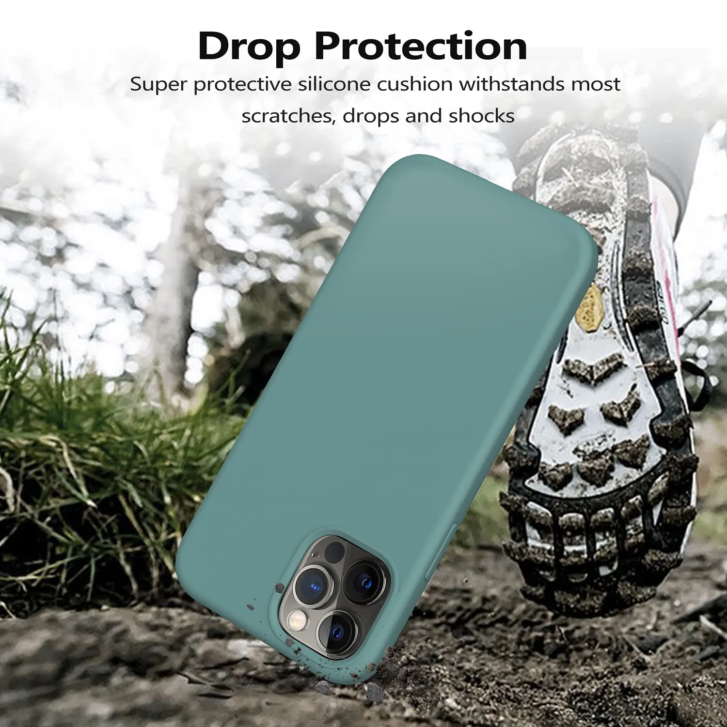 YATWIN iPhone 12 Pro Max Silikonhülle Pinien-Grün Mikrofaser