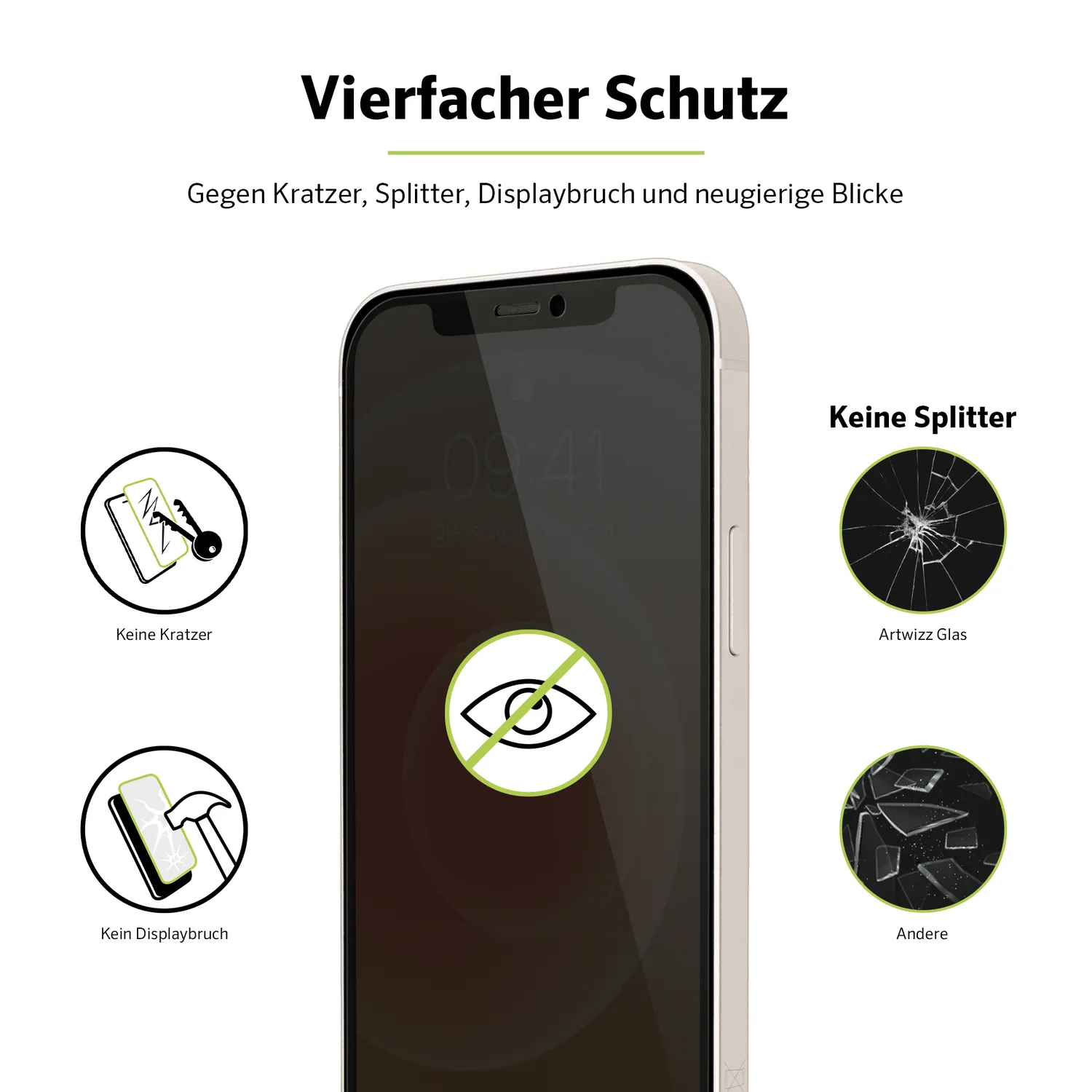 Artwizz PrivacyGlass iPhone 12 mini Blickschutz schwarz