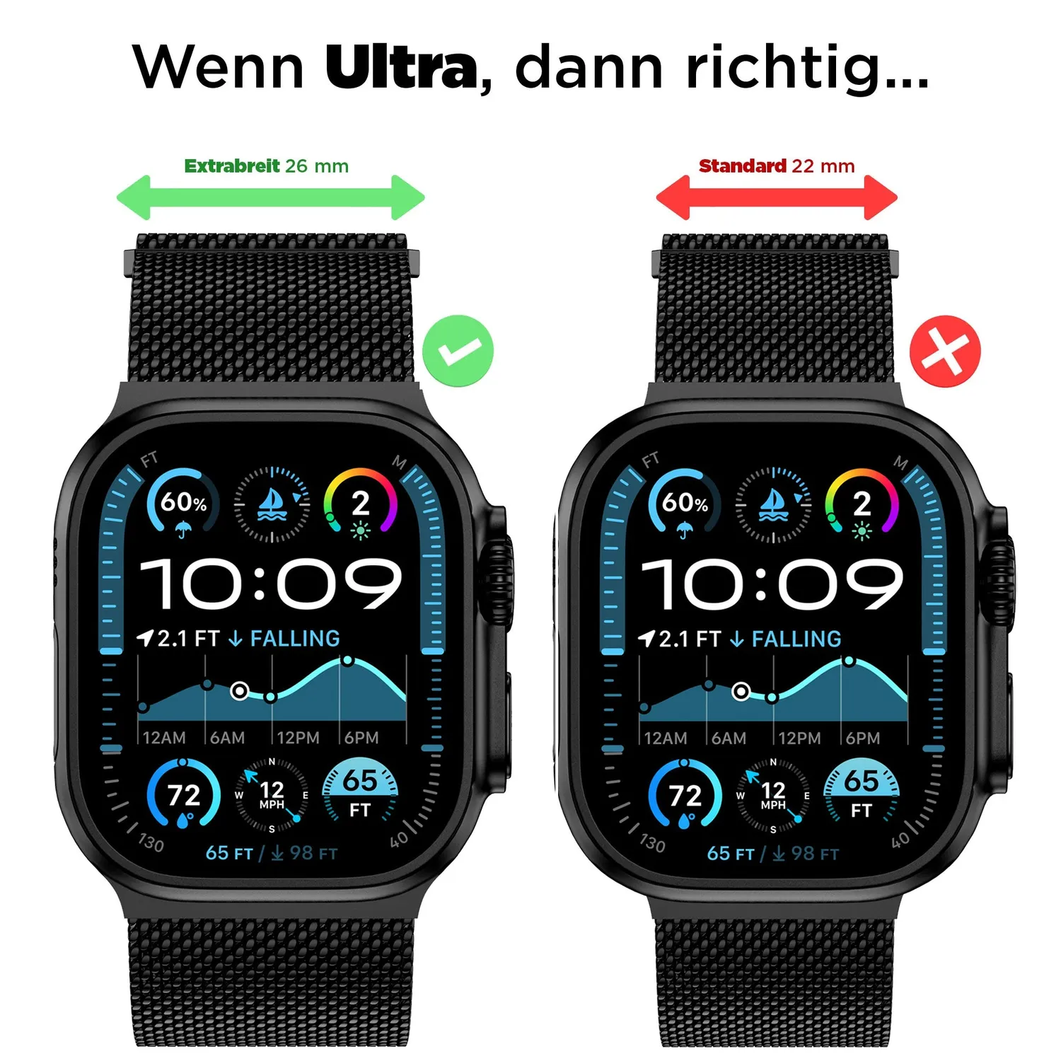 arktis Bold Milanaise Armband Apple Watch Ultra Natur 26 mm