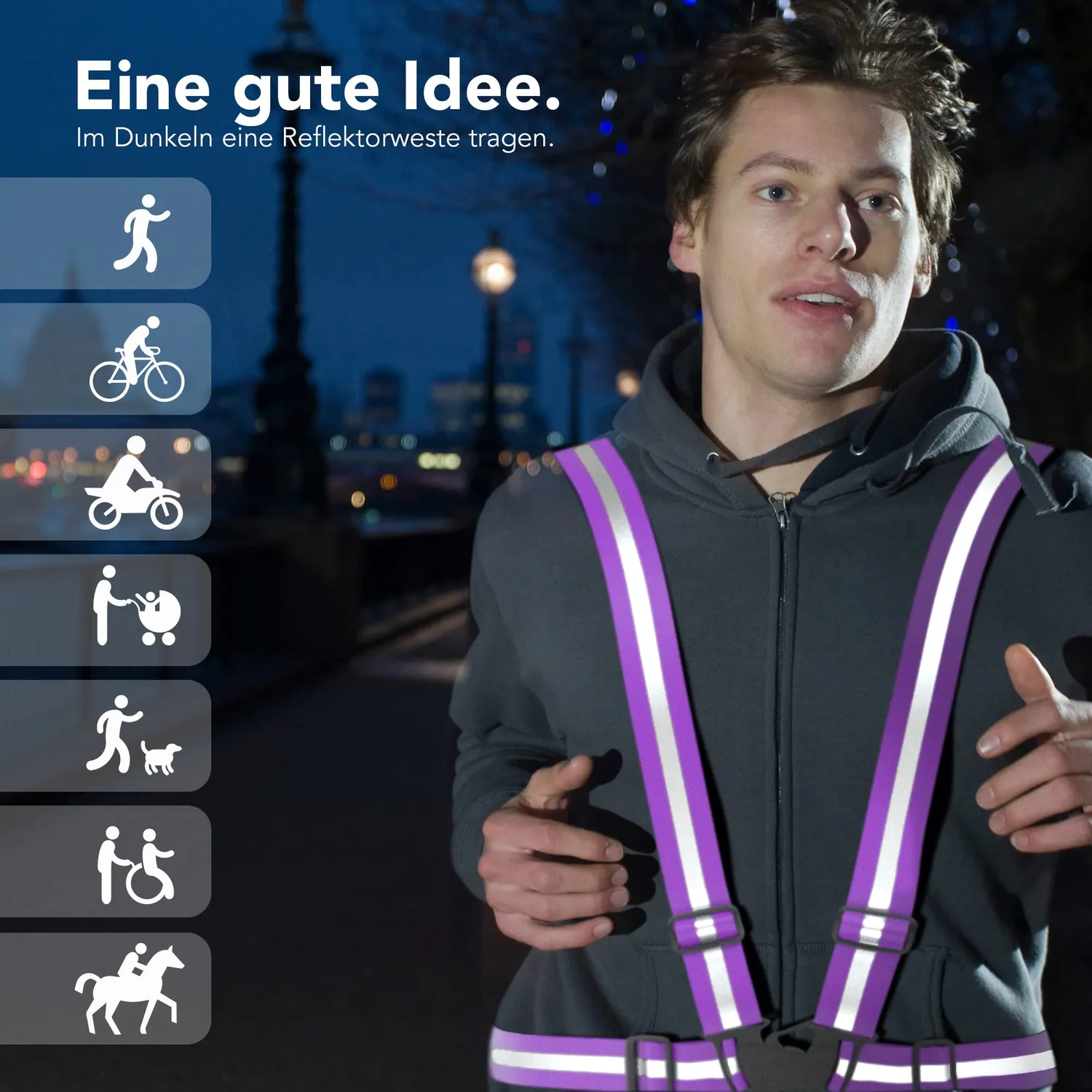 EAZY CASE Gurt Reflektorweste Violett Warnweste verstellbar