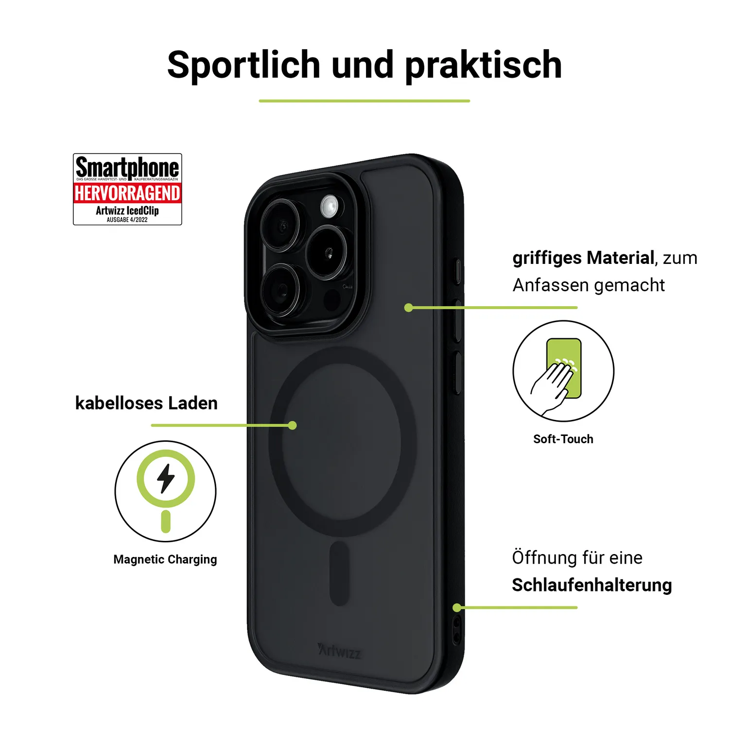 Artwizz IcedClip +CHARGE iPhone 16 Pro Hülle MagSafe matt