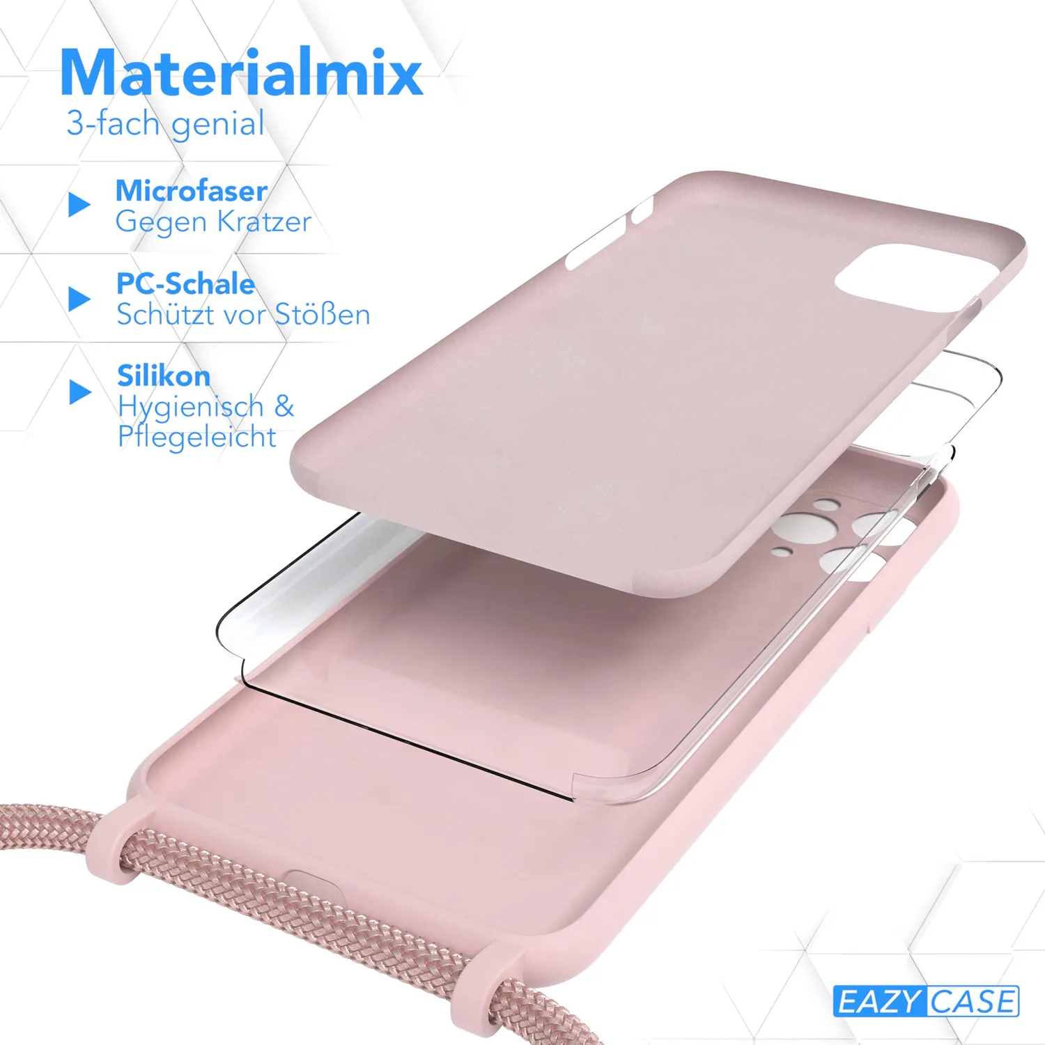EAZY CASE Premium Silikon iPhone 11 Pro Max Handykette Alt Rosa