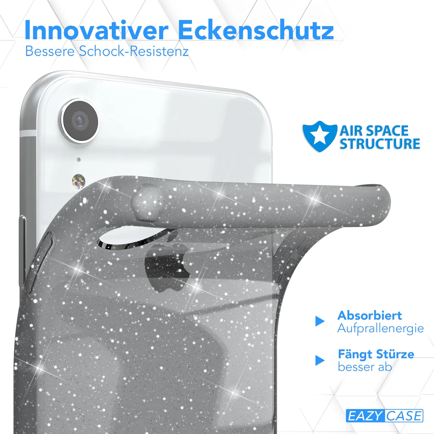 EAZY CASE iPhone XR Glitzerhülle transparent Anthrazit