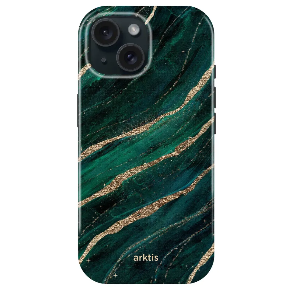 arktis iPhone 15 Hülle Green Marble MagSafe