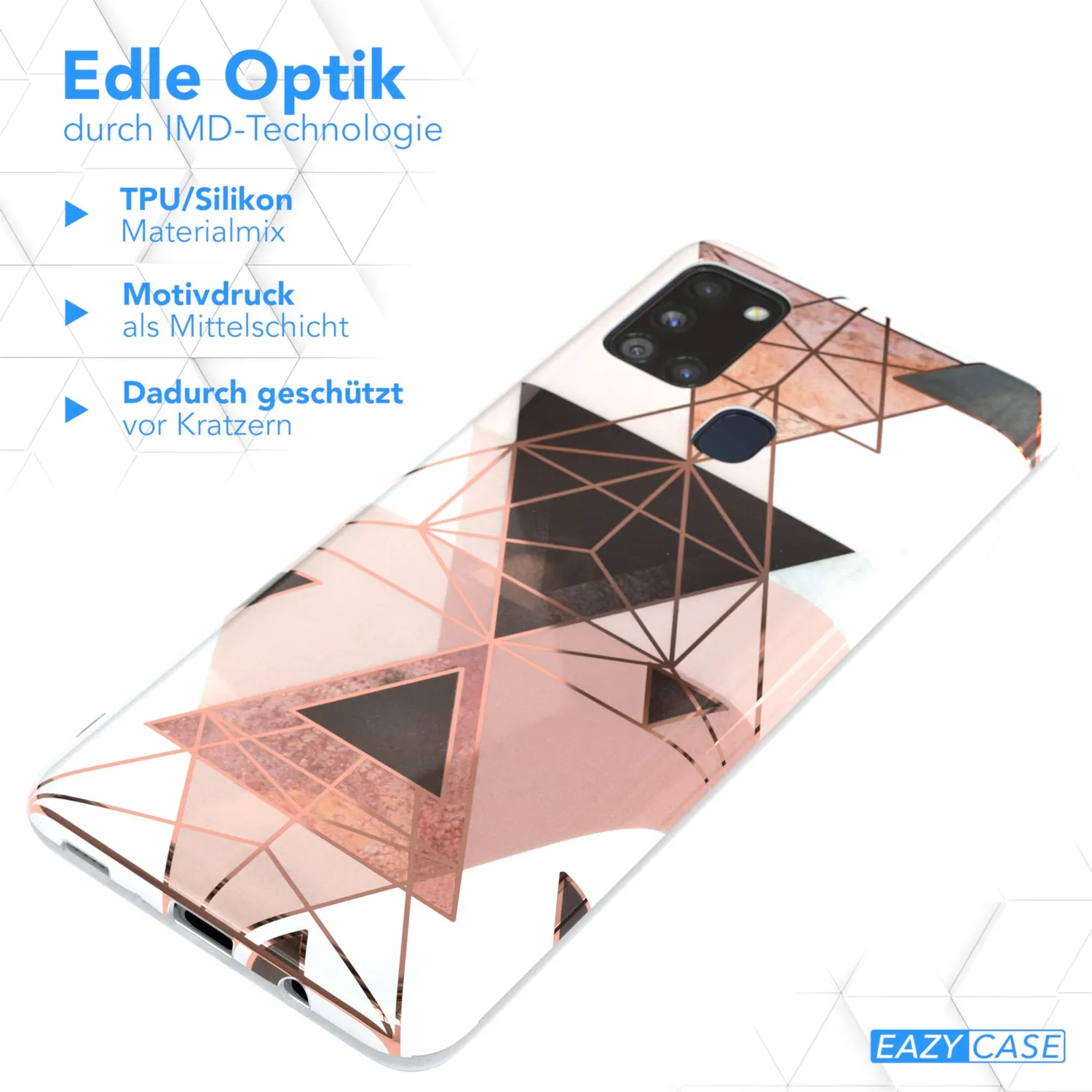 EAZY CASE Geometrie Galaxy A21s Silikonhülle Rosa Braun