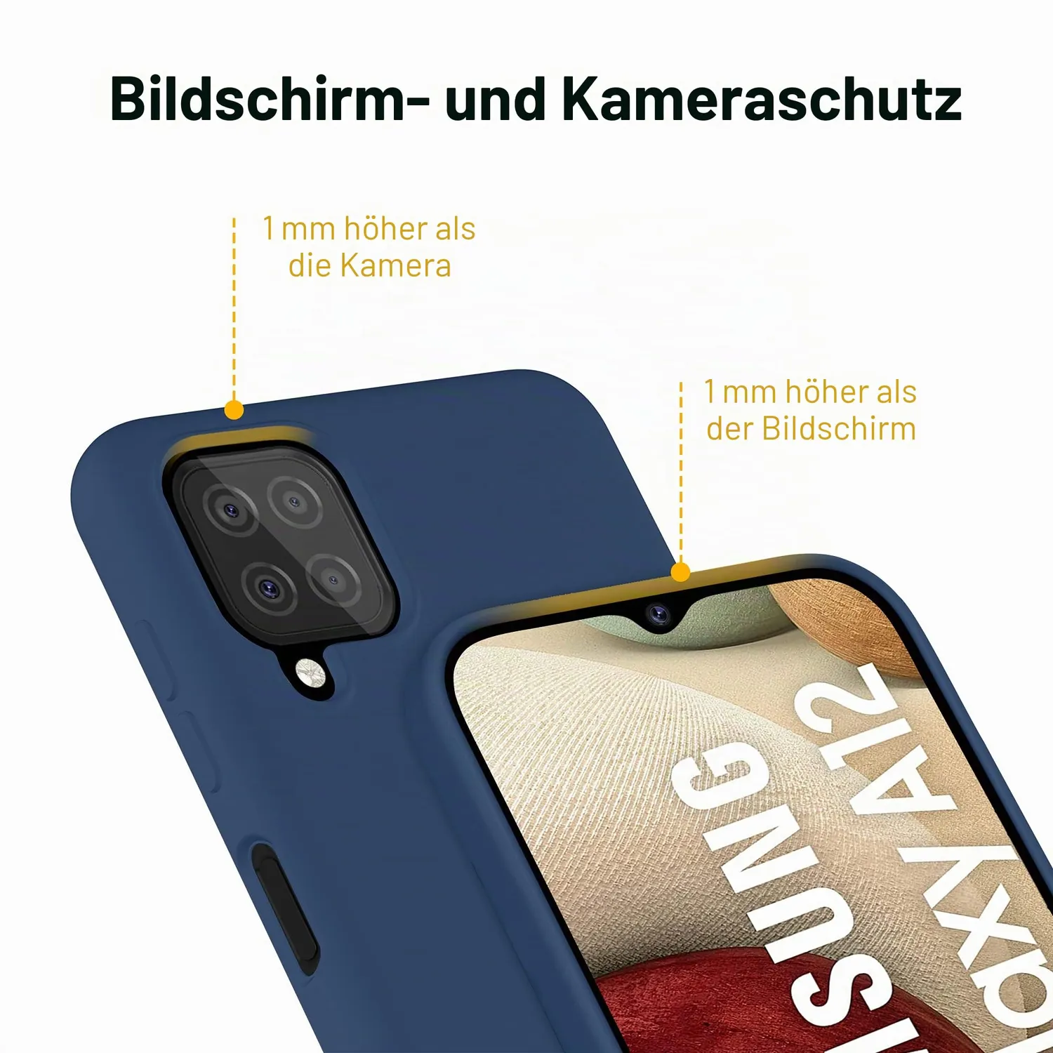 YATWIN Galaxy A12 Hülle Blau Silikon Dünn 1mm Schutz