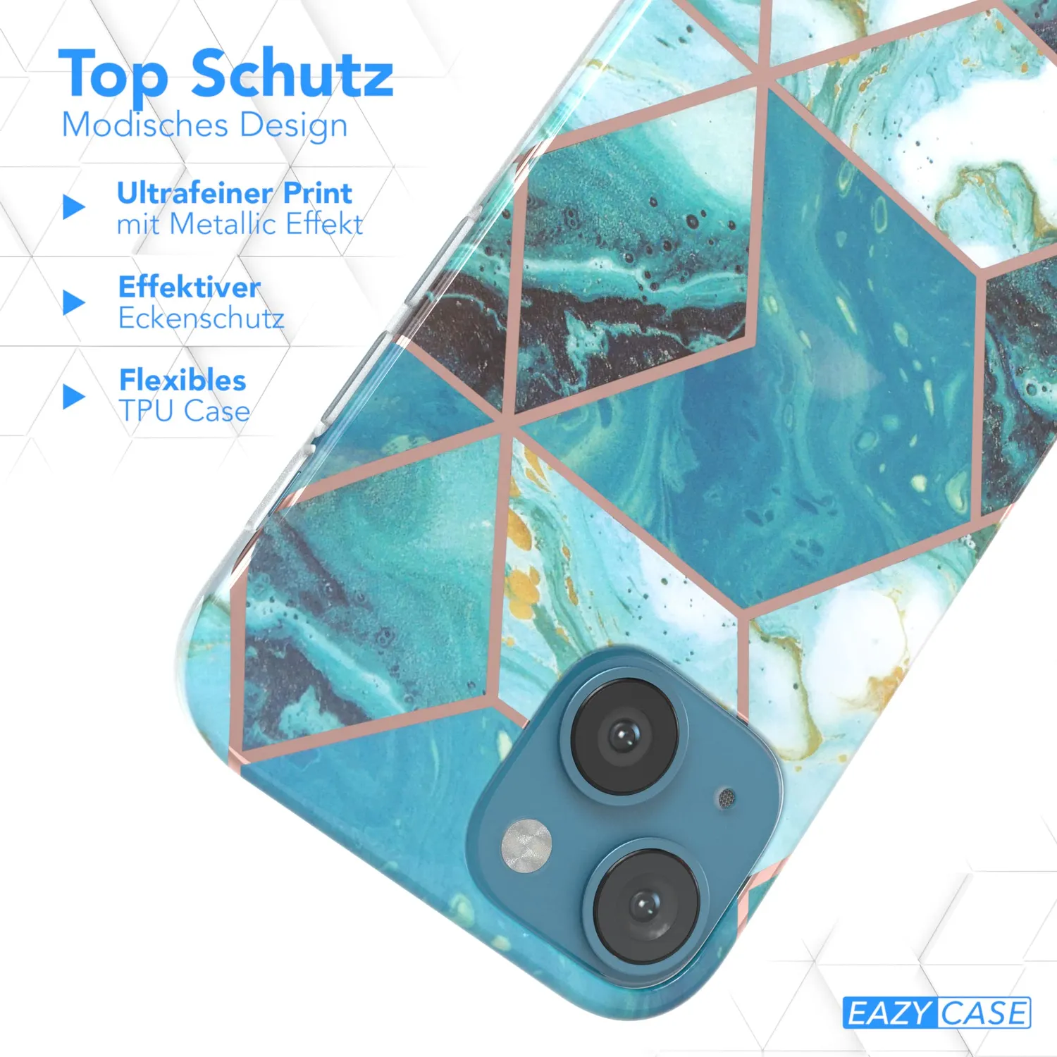 EAZY CASE iPhone 13 mini Silikonhülle Geometrie Grün