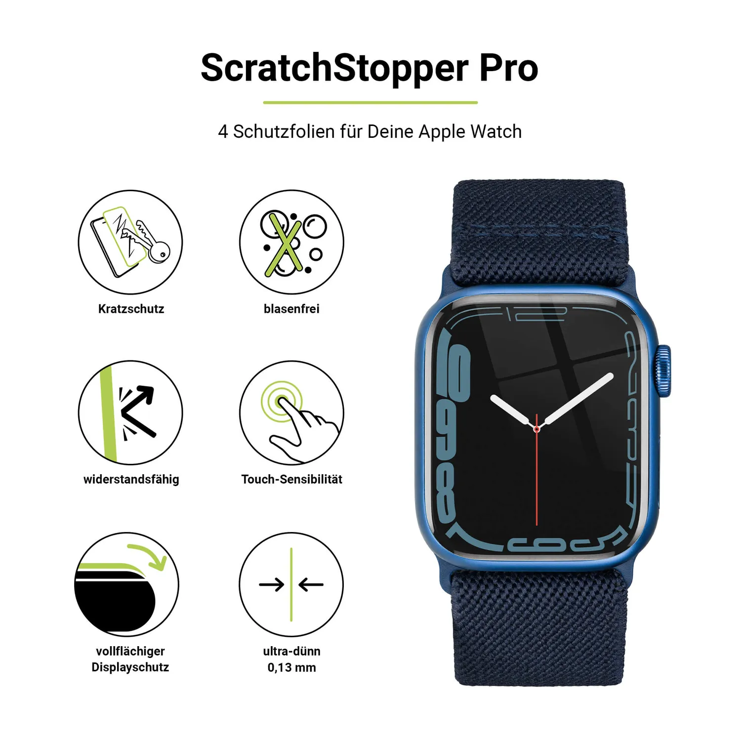 Artwizz ScratchStopper Pro Apple Watch Folie 41mm 4er Pack