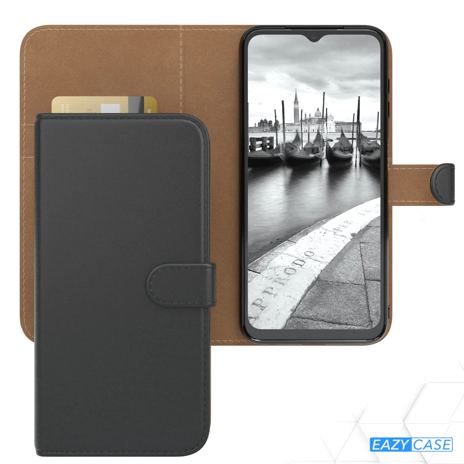 EAZY CASE Galaxy A13 Klapphülle Book Schwarz mit Kartenfach