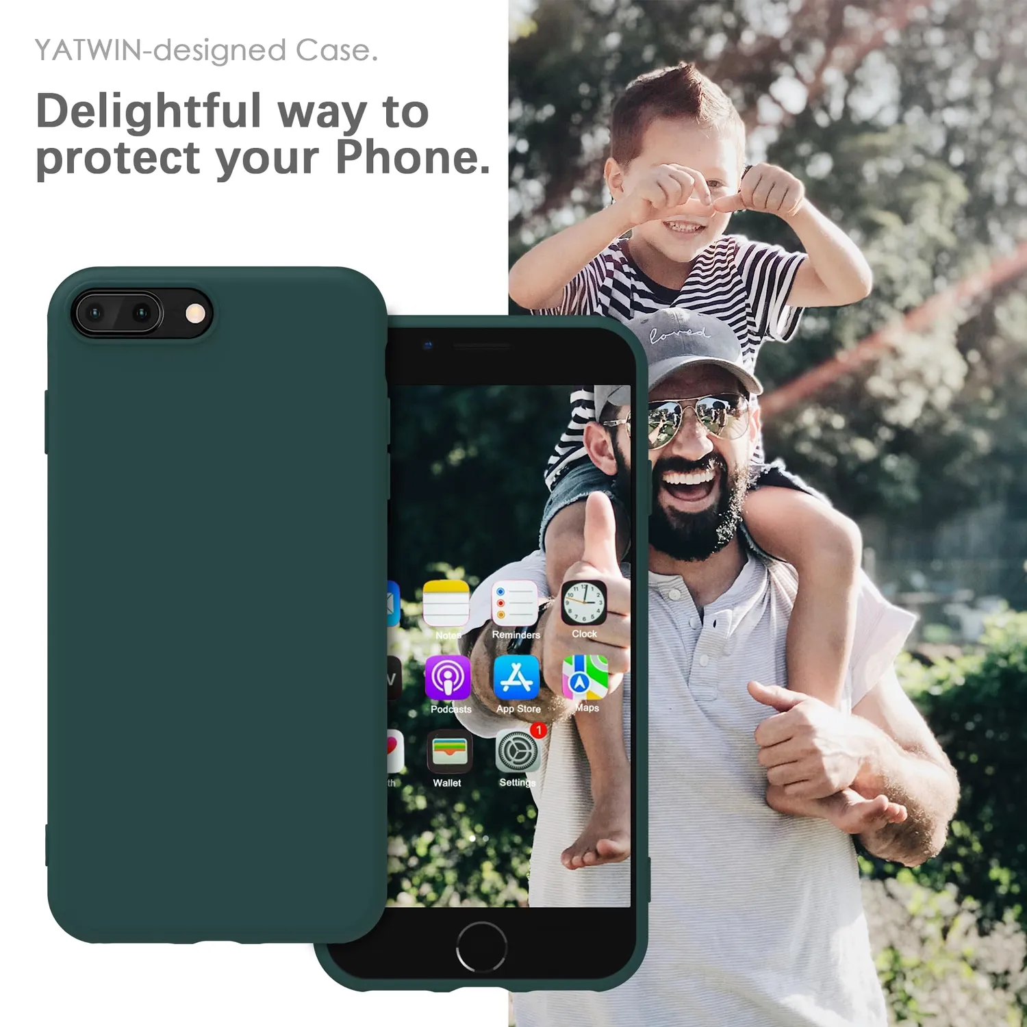 YATWIN iPhone 7 Plus / 8 Plus Silikonhülle Piniengrün matt