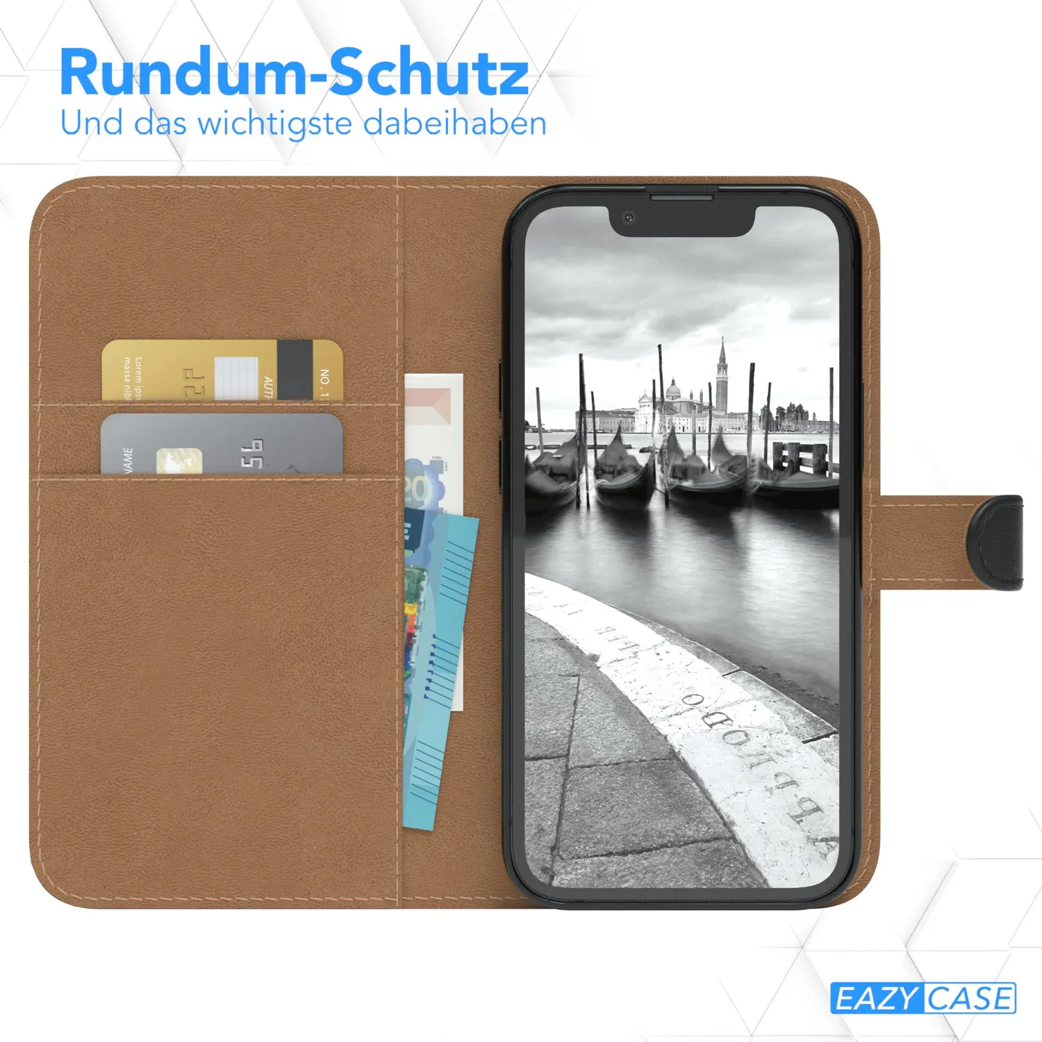 EAZY CASE iPhone 13 mini Klapphülle Book Schwarz Etui