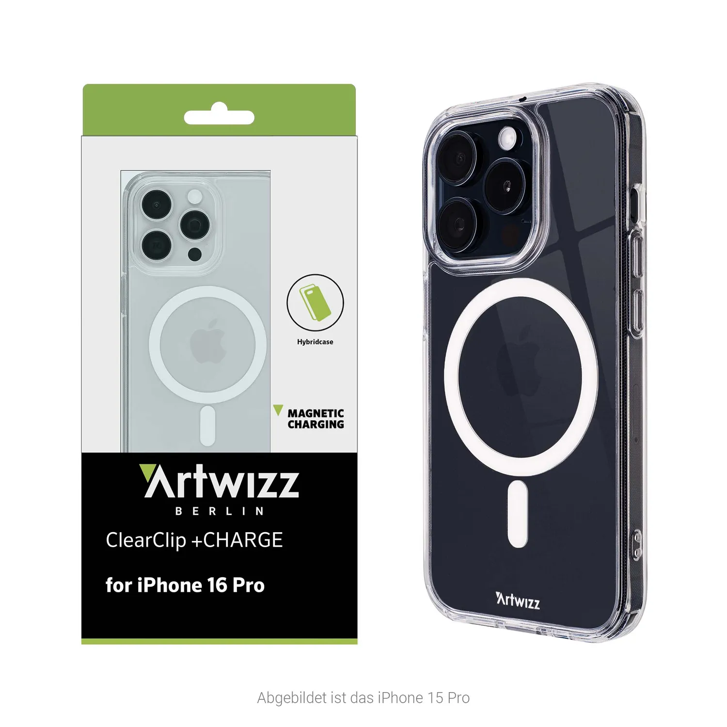 Artwizz ClearClip+Charge iPhone 16 Pro Handyhülle klar