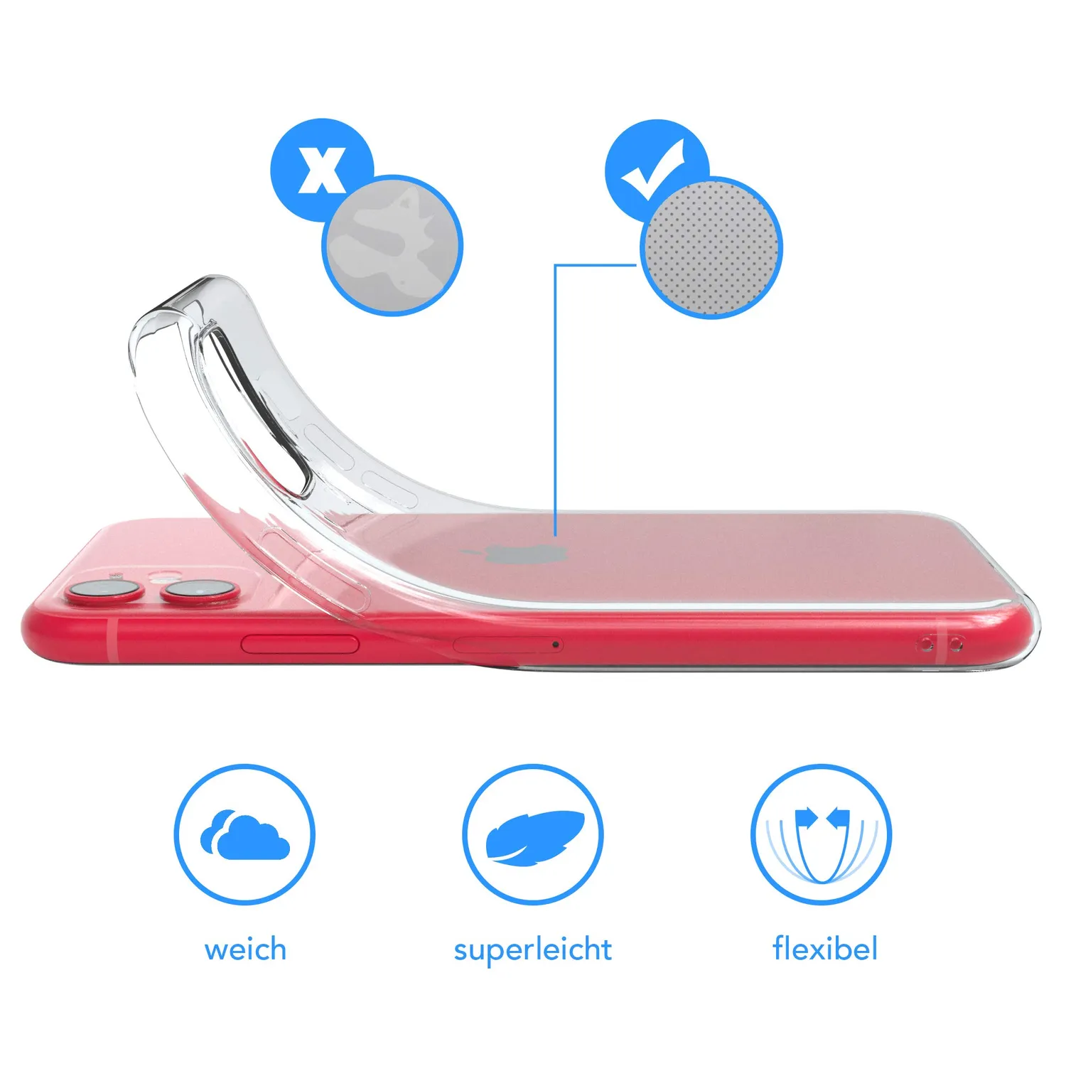 EAZY CASE iPhone 11 Silikonhülle Transparent 0,8mm