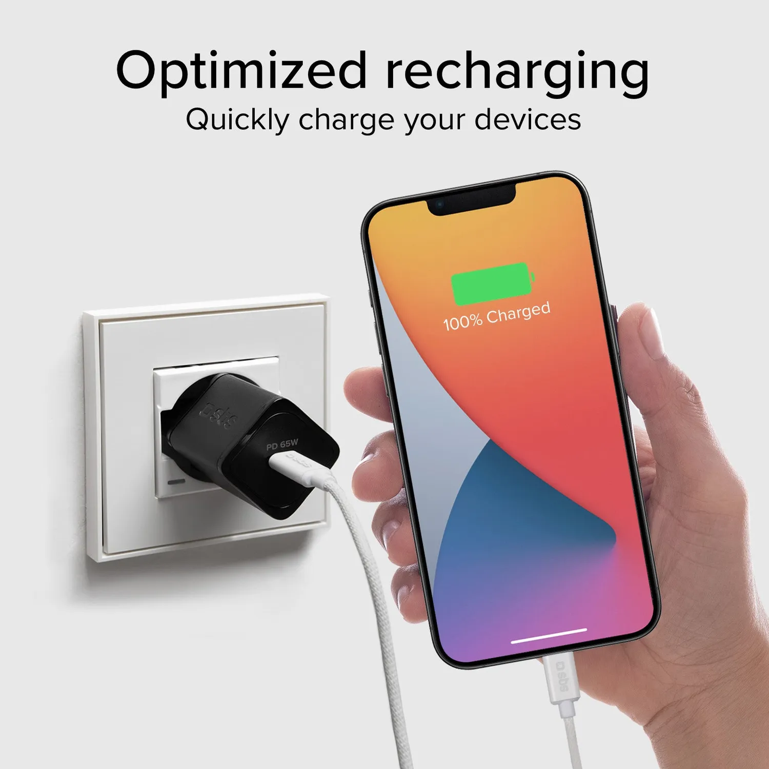 SBS USB-C Kabel 240W 1m Nylon 40Gbps mit Klettband