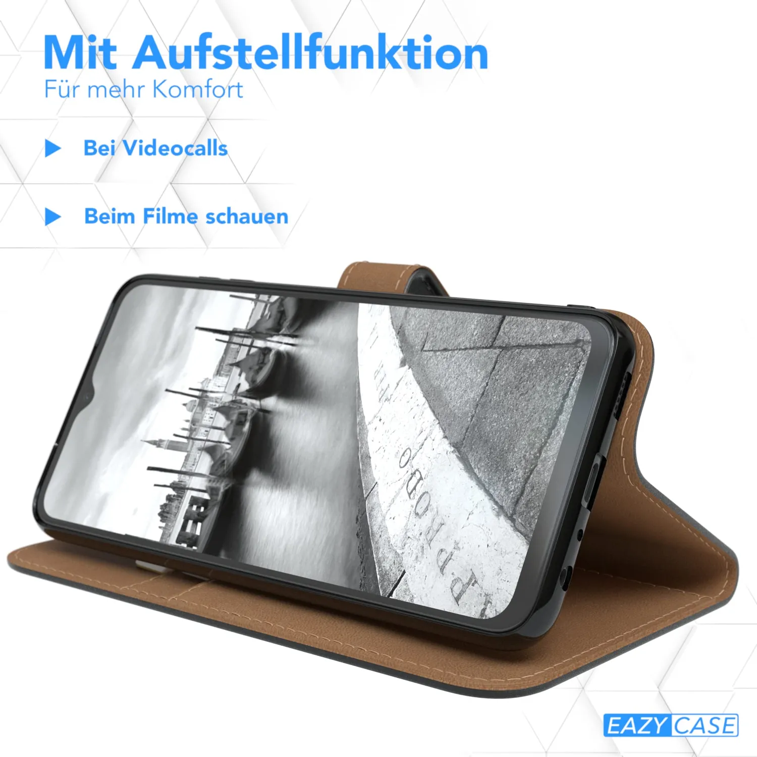 EAZY CASE Galaxy A13 Klapphülle Book Schwarz mit Kartenfach