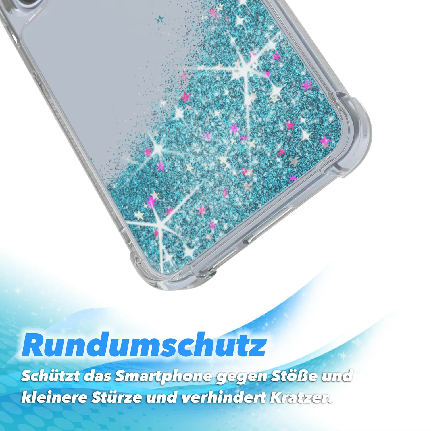 EAZY CASE Galaxy S24 Glitzerhülle Silikon Blau Shiny