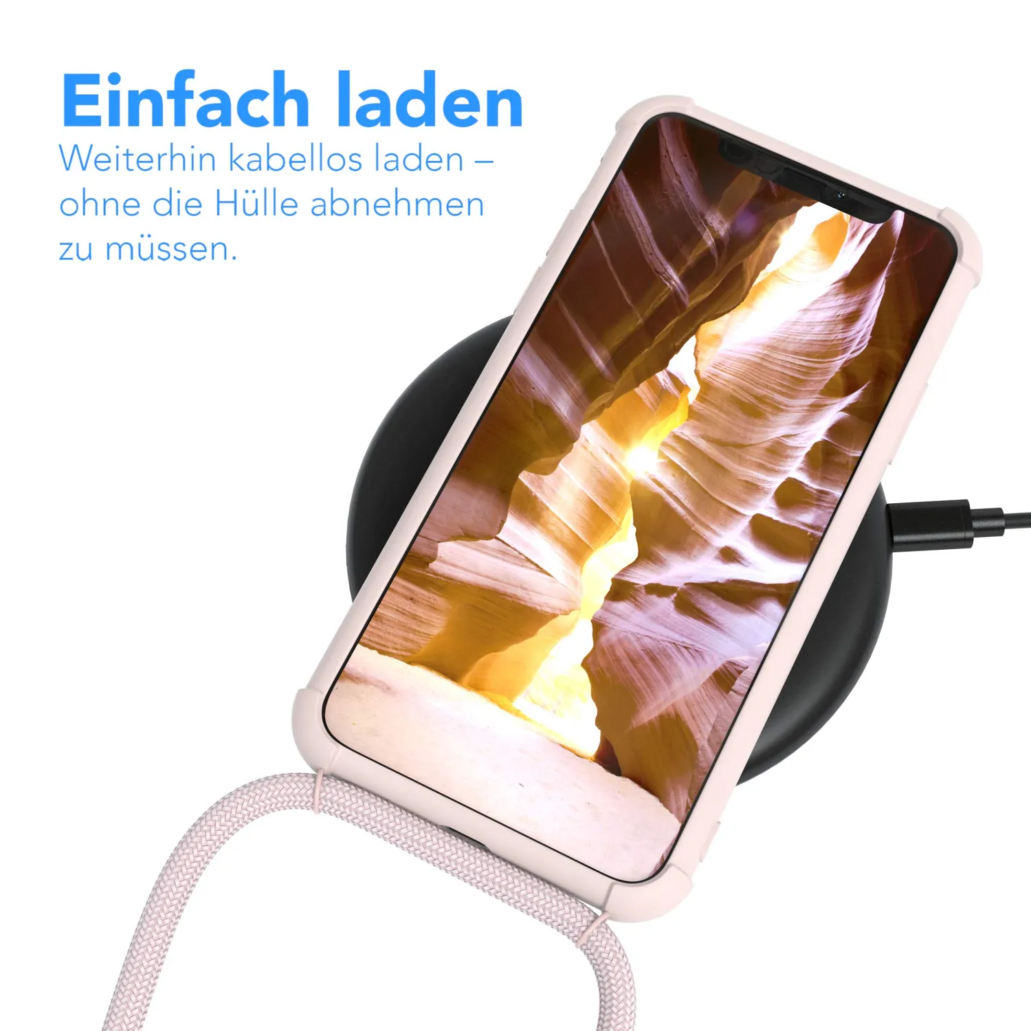 EAZY CASE iPhone XS Max Handykette Altrosa mit Band