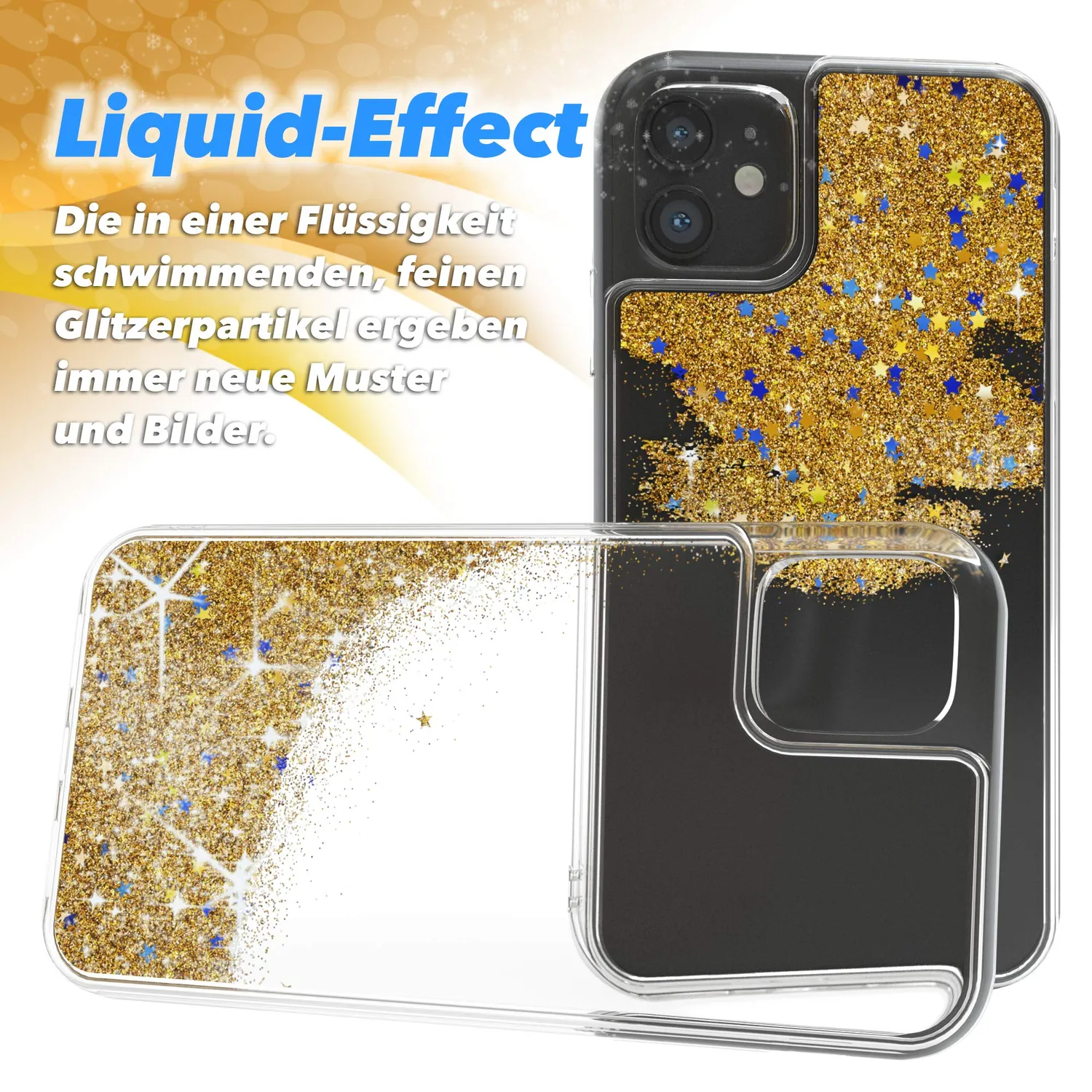 EAZY CASE iPhone 11 Glitzerhülle Liquid Gold transparent