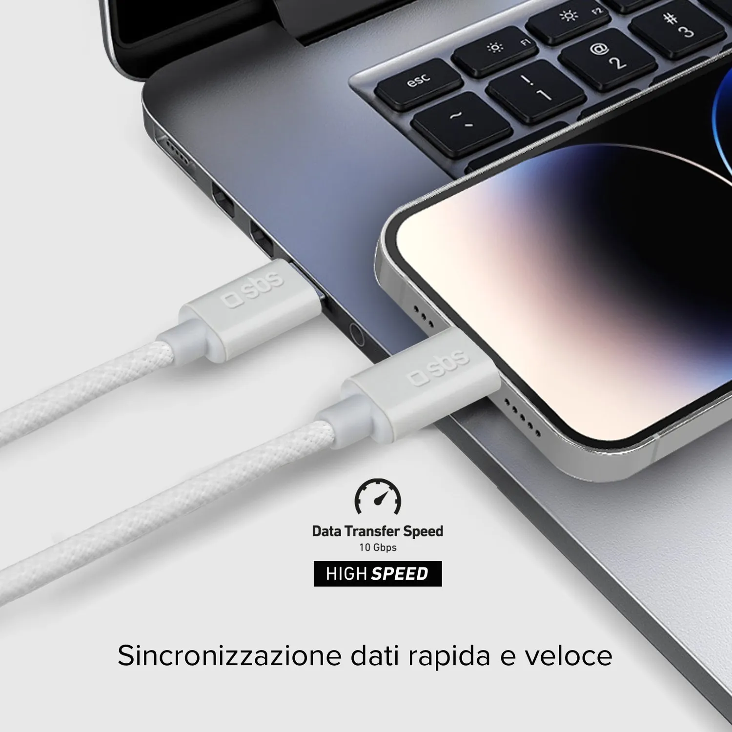 SBS USB-C Kabel 100W PD 1,5m Nylon grau Schnellladekabel