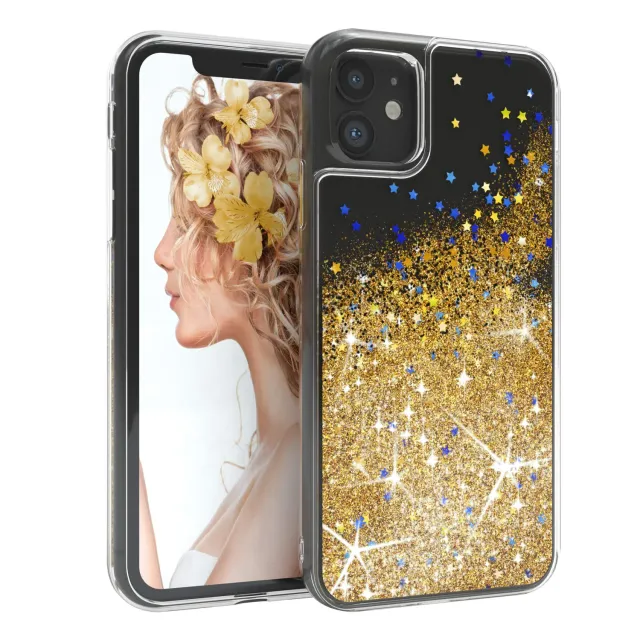 EAZY CASE iPhone 11 Glitzerhülle Liquid Gold transparent
