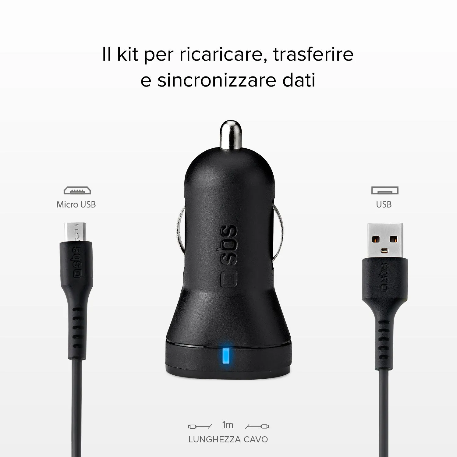 SBS Mini Autoladegerät 10W mit Micro-USB Kabel Schnellladen